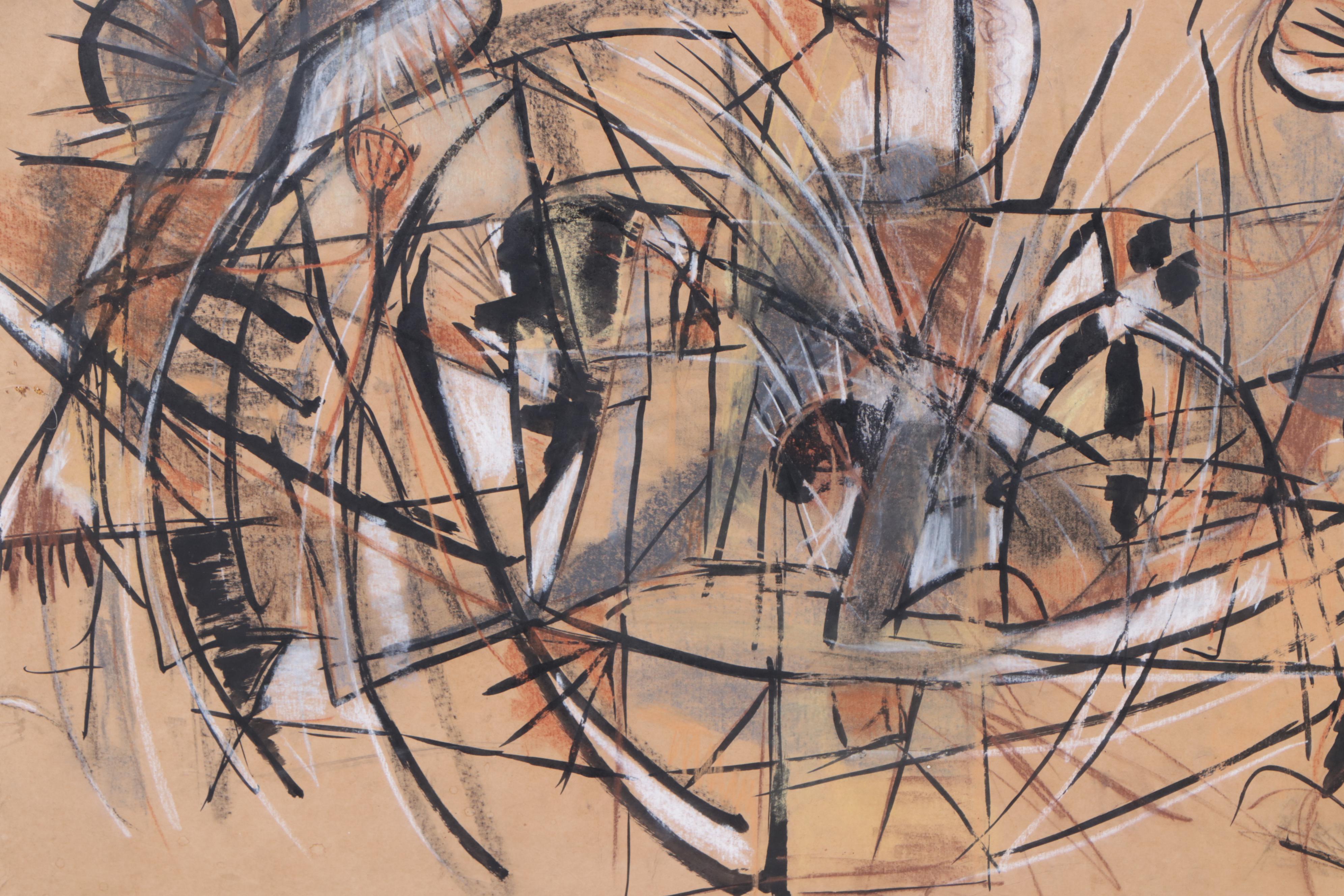 Wallace Monumental Abstract Modernist Mixed Media Painting, 1961