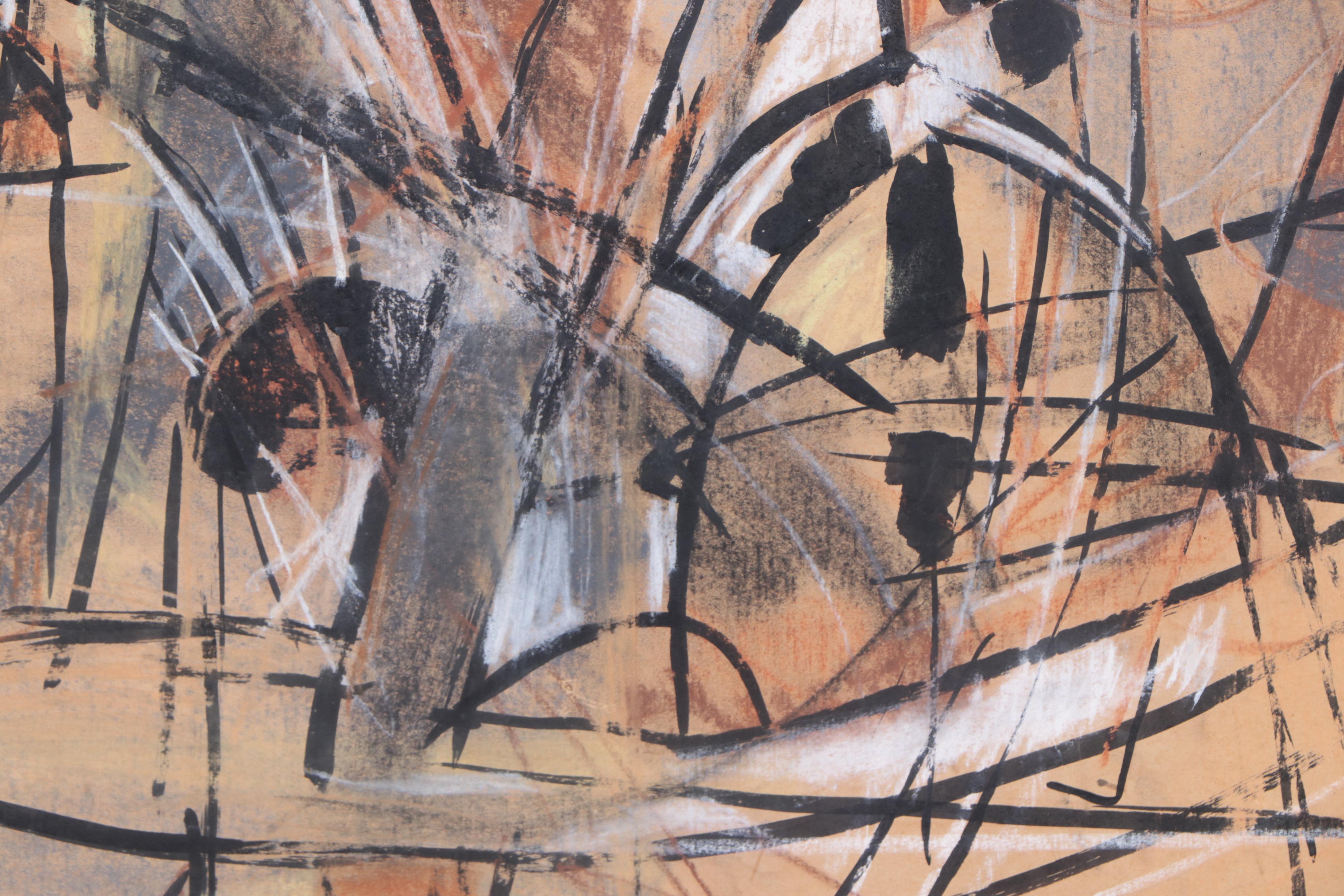 Wallace Monumental Abstract Modernist Mixed Media Painting, 1961