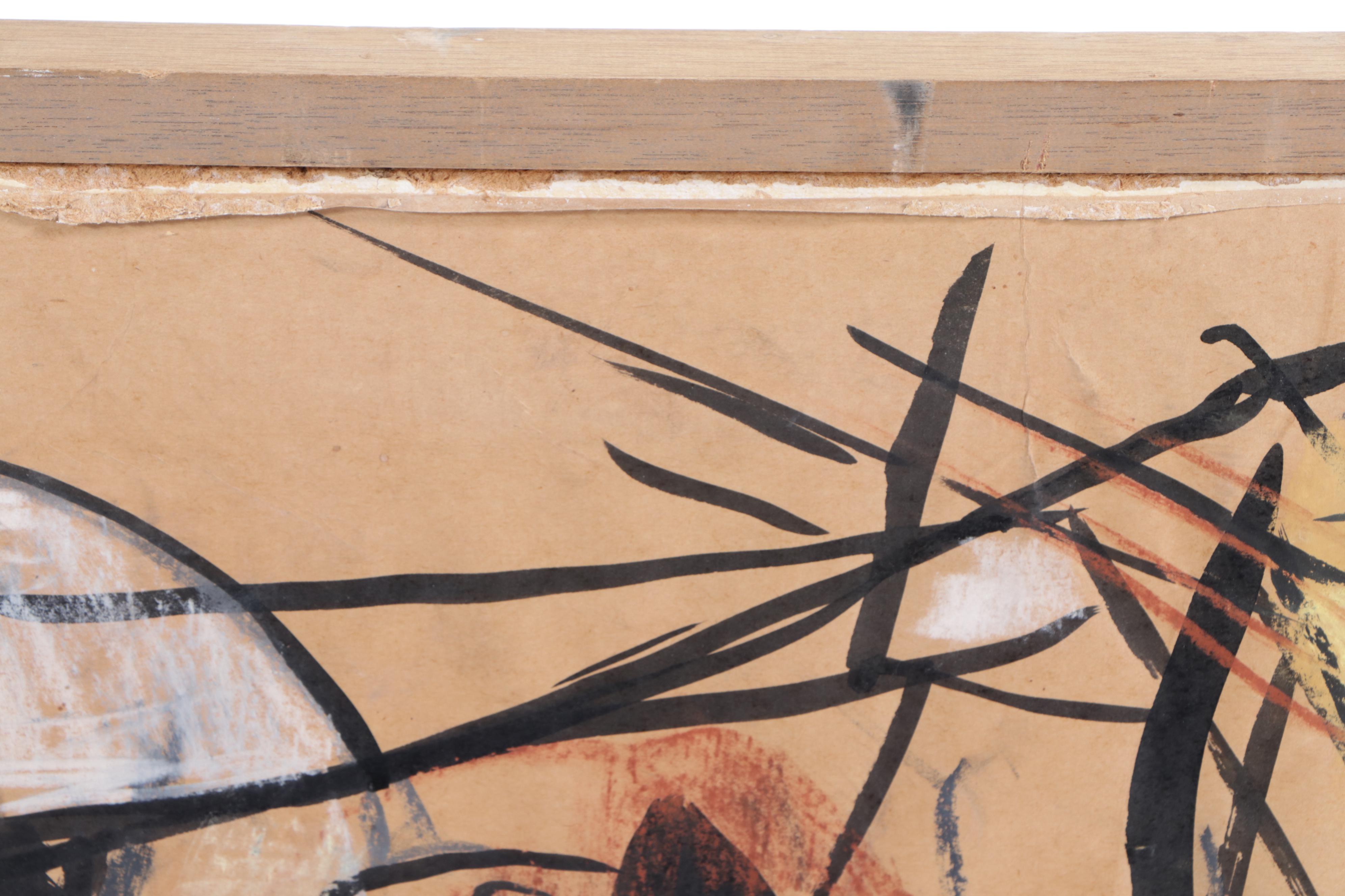 Wallace Monumental Abstract Modernist Mixed Media Painting, 1961