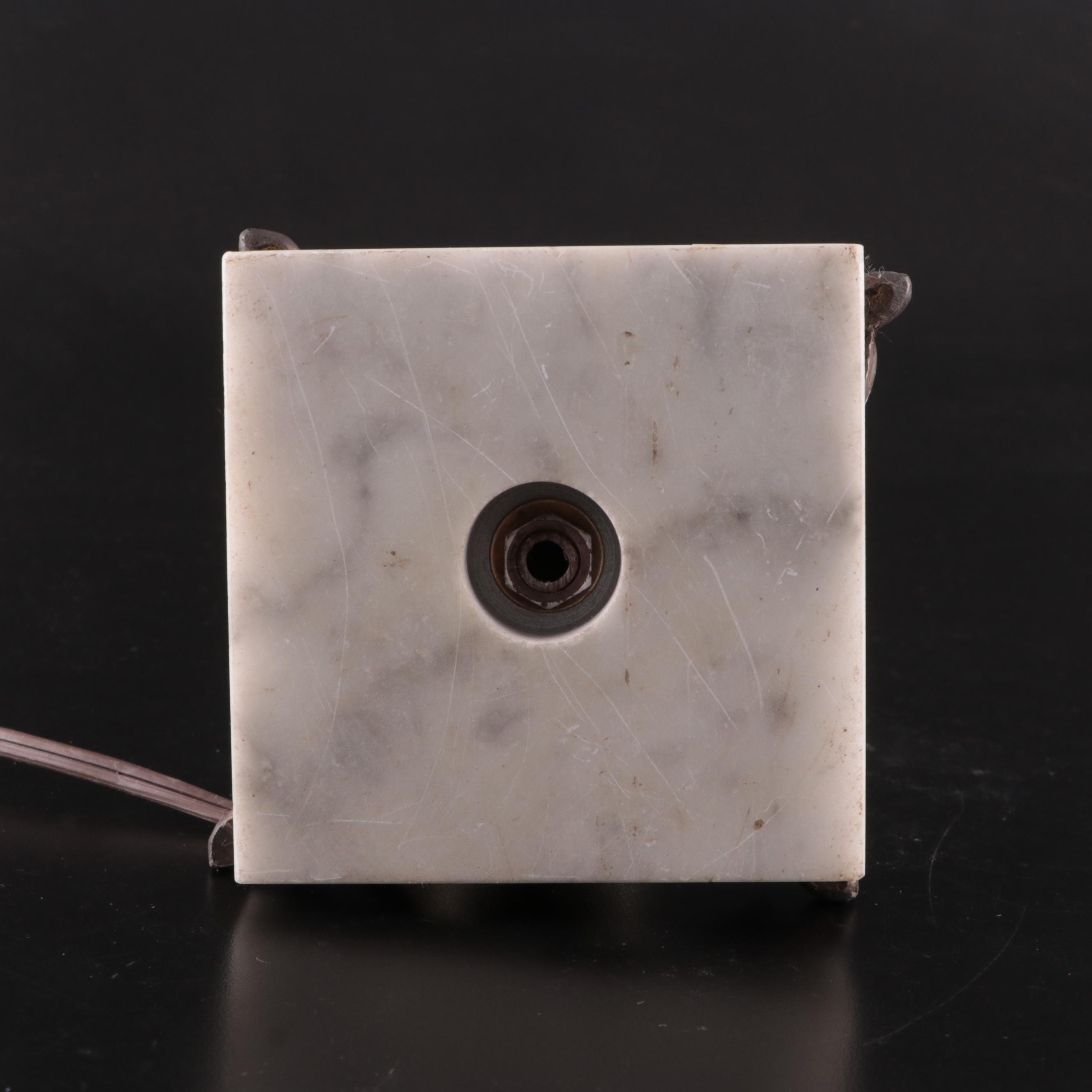 Assembled Italian Marble Base Metal Table Lamp with Glass Shade