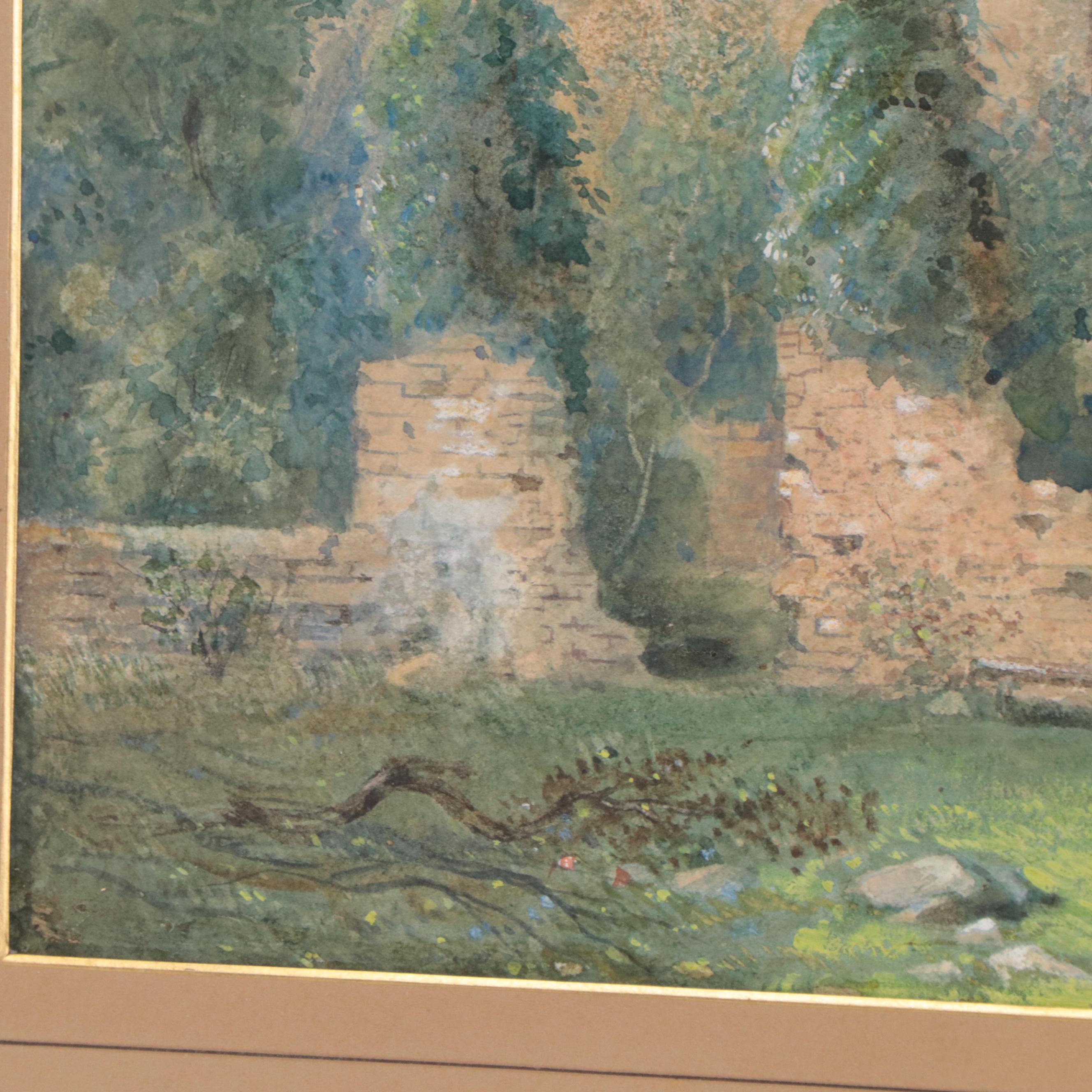 English School Watercolor Painting "King Charles’s Window," Late 19th Century