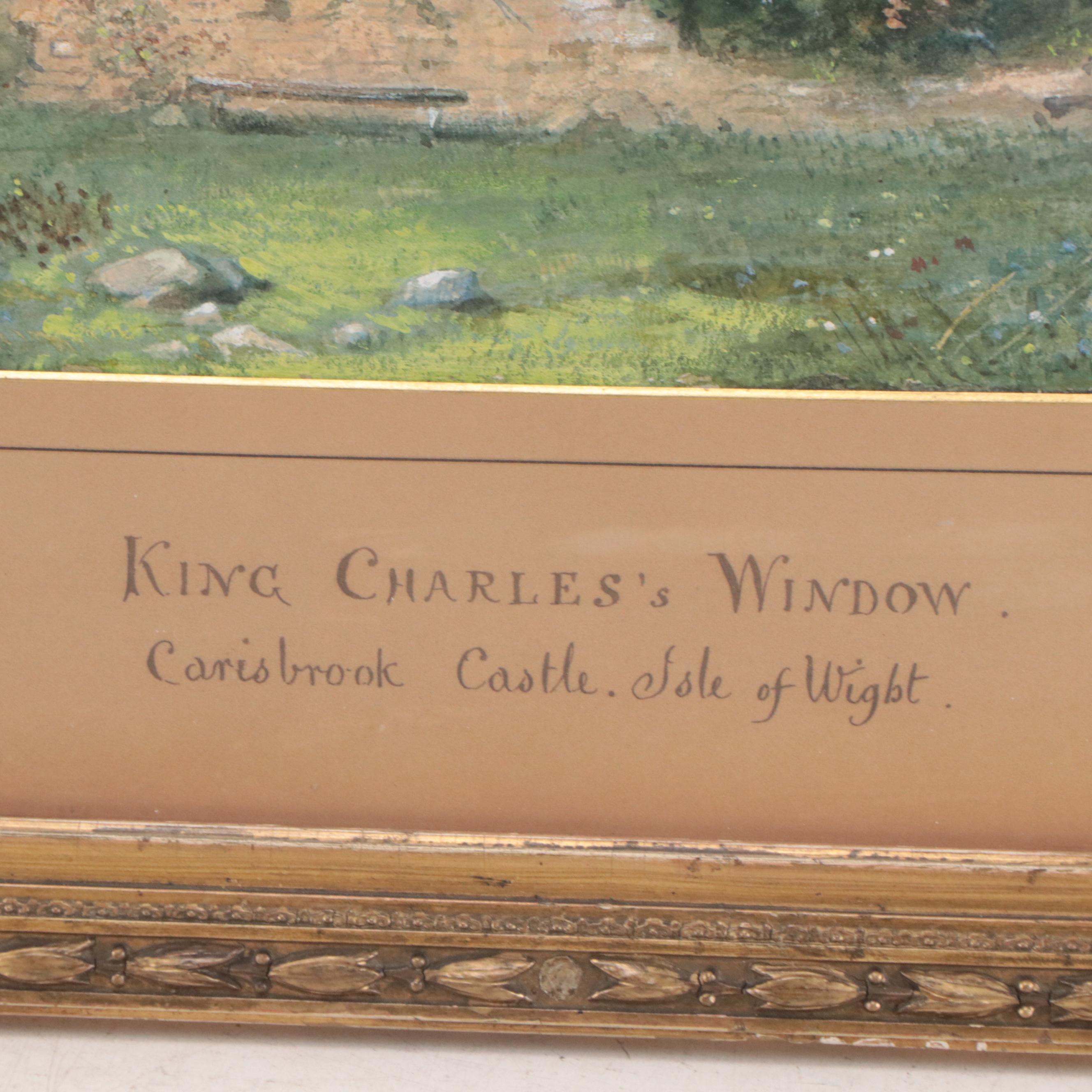 English School Watercolor Painting "King Charles’s Window," Late 19th Century