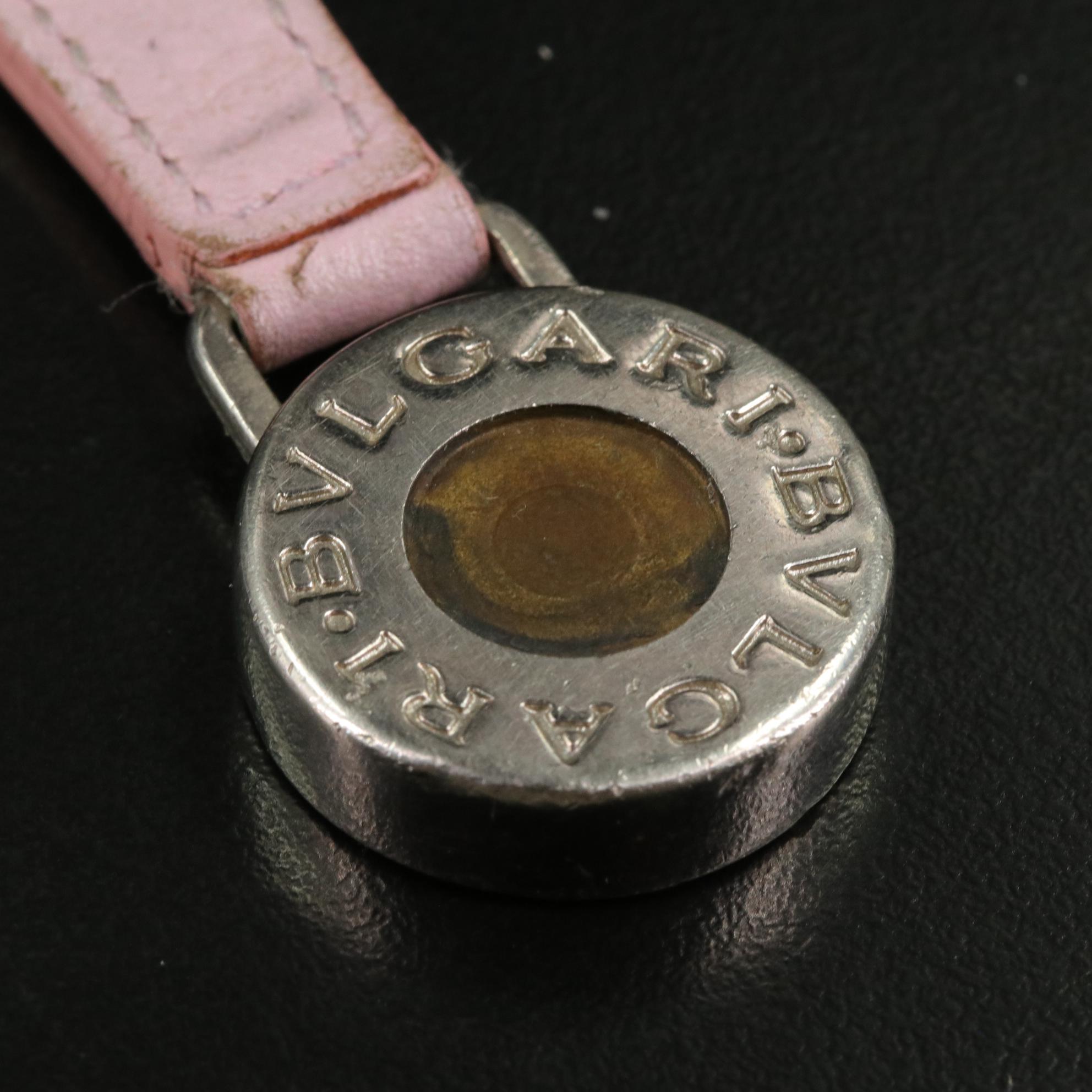 BVLGARI Pink Leather Key Holder With Box
