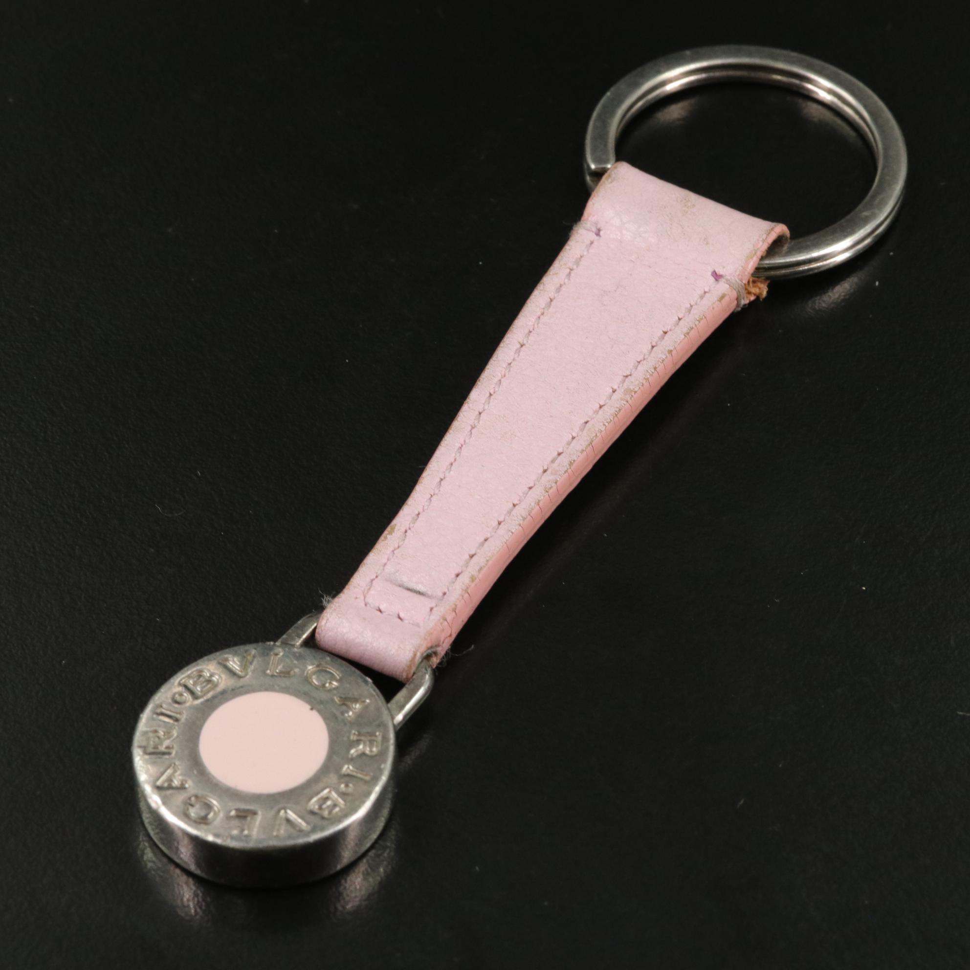 BVLGARI Pink Leather Key Holder With Box