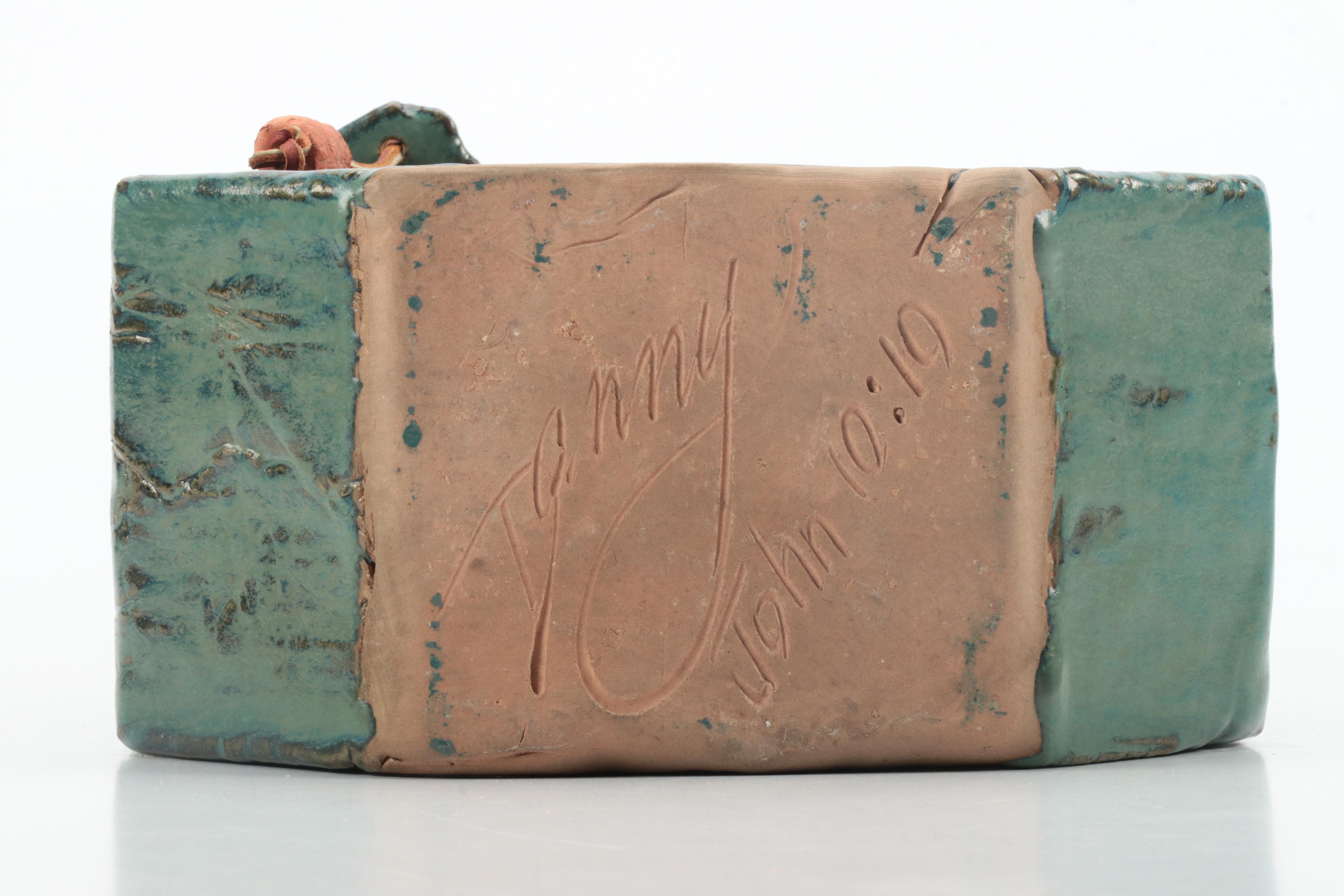 Artisan Hand Built Slab Art Pottery Raku-Fired and Glazed Bottle Vase