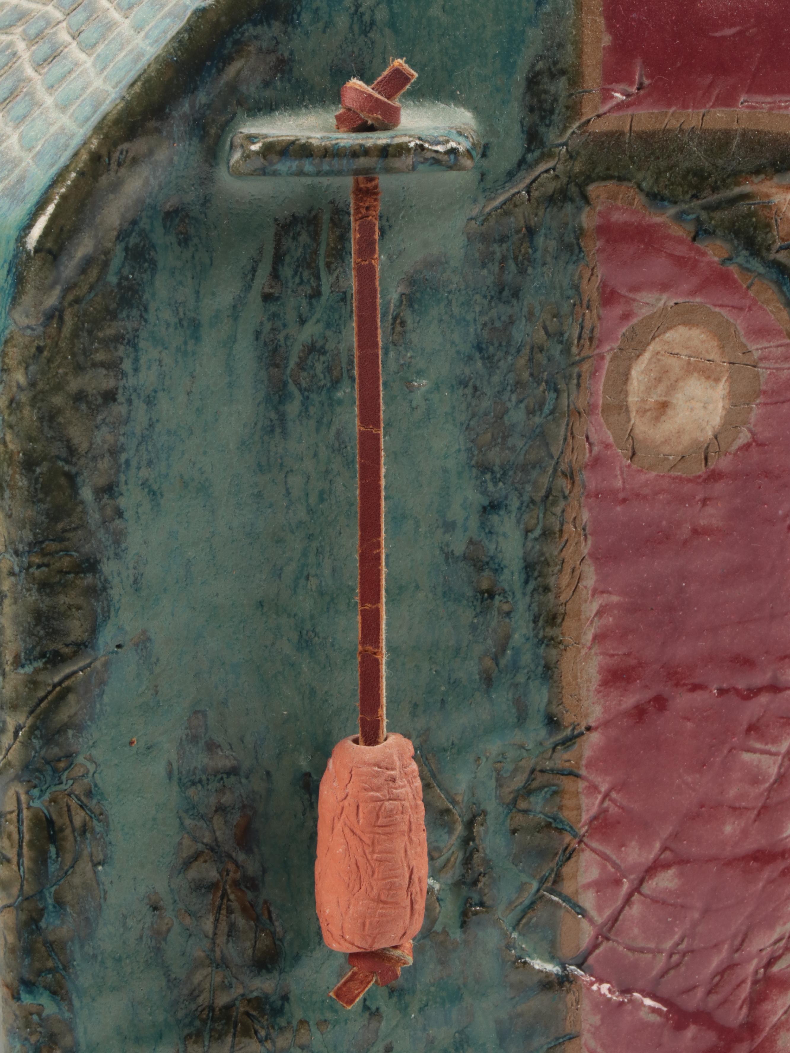 Artisan Hand Built Slab Art Pottery Raku-Fired and Glazed Bottle Vase