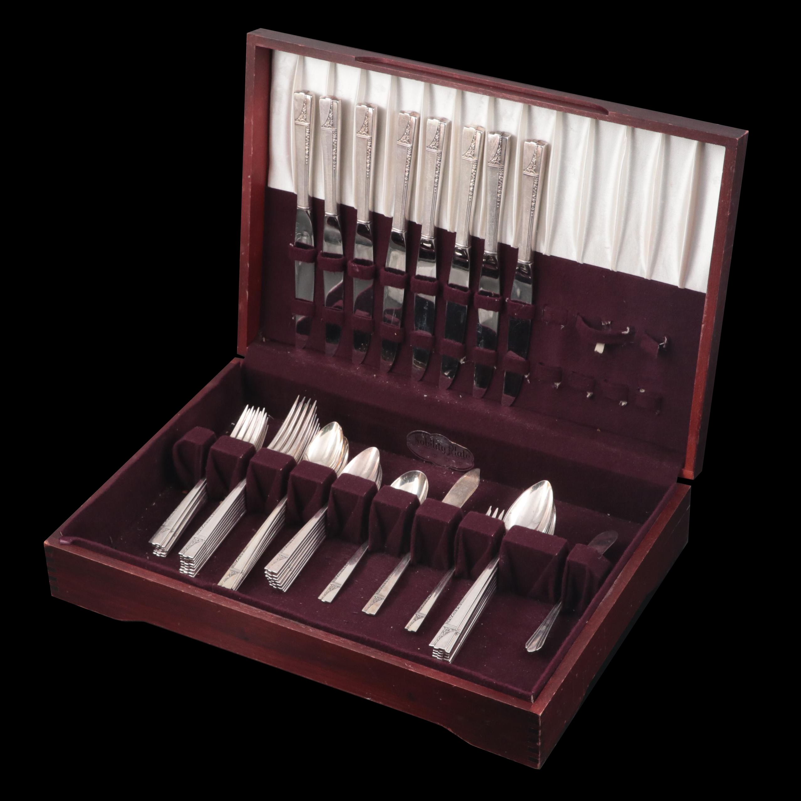 Nobility Plate "Caprice" Art Deco Style Flatware in Storage Chest, 1937