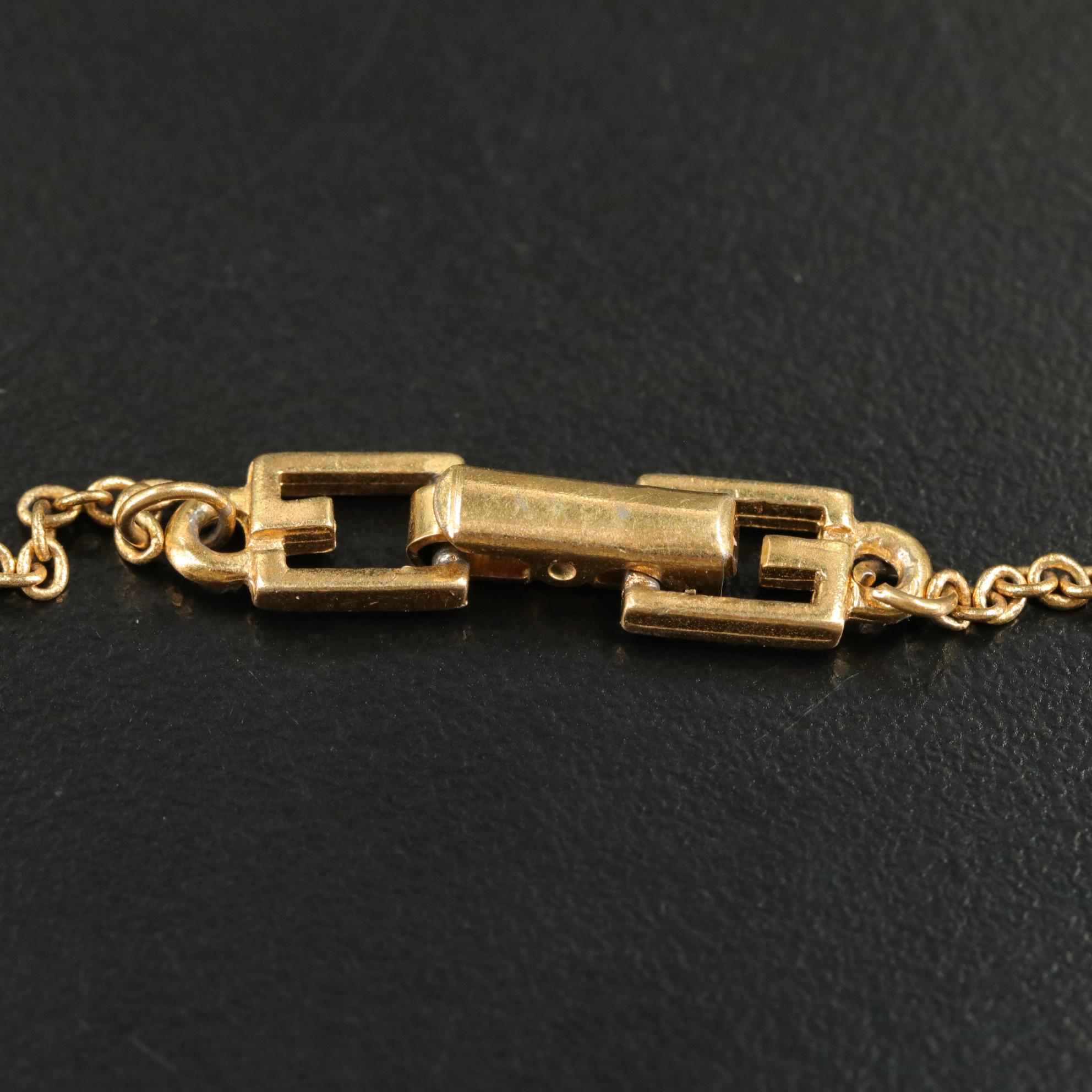 Givenchy Vintage Rhinestone "G" Pendant Necklace