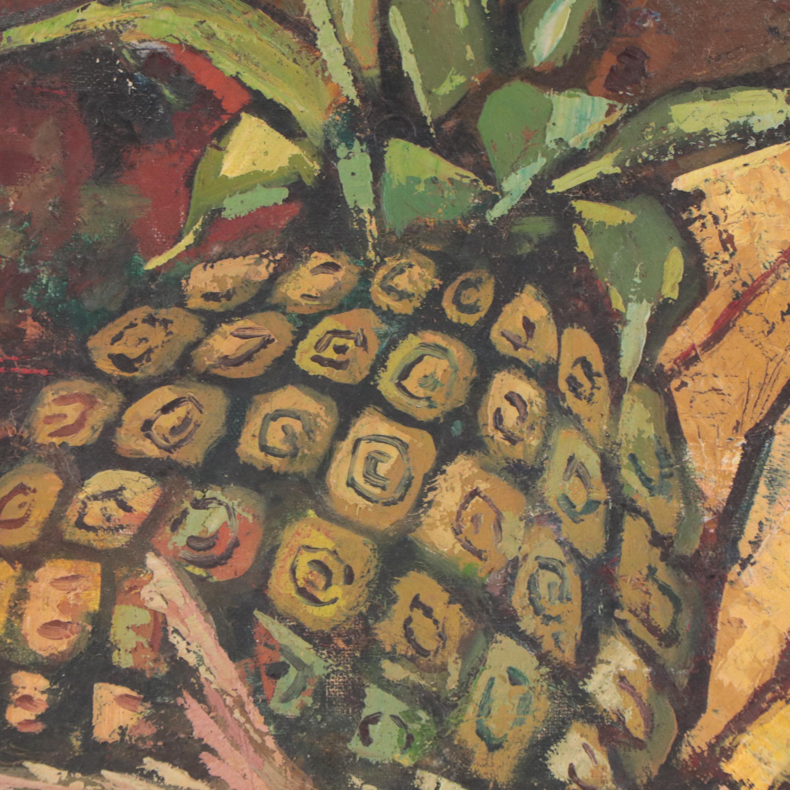 Moussa Diouf Oil Painting "Symphony of Couleurs," 1978