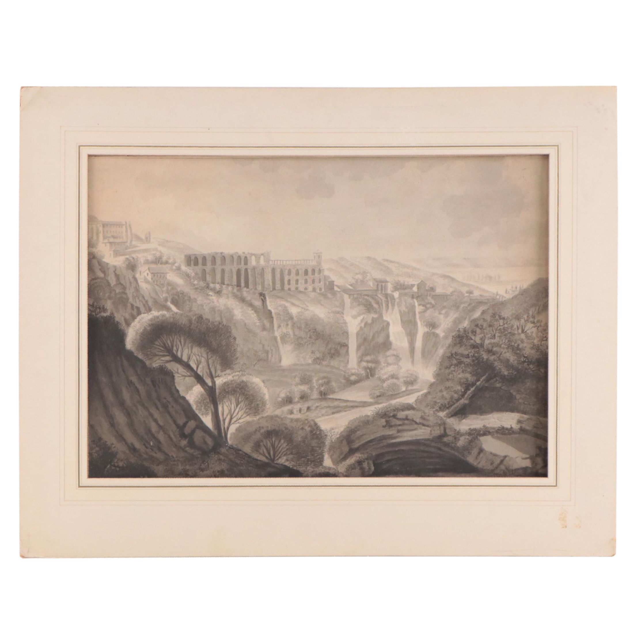 Manner of J. M. W. Turner Landscape Watercolor Painting, Late 19th Century