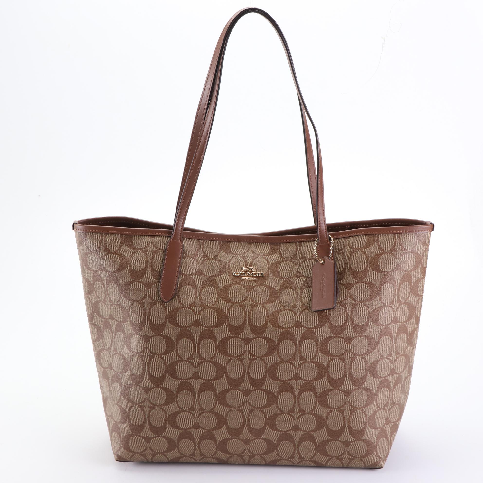 Coach F36375 Signature Canvas Zip Tote and 5696 Signature PVC City Tote