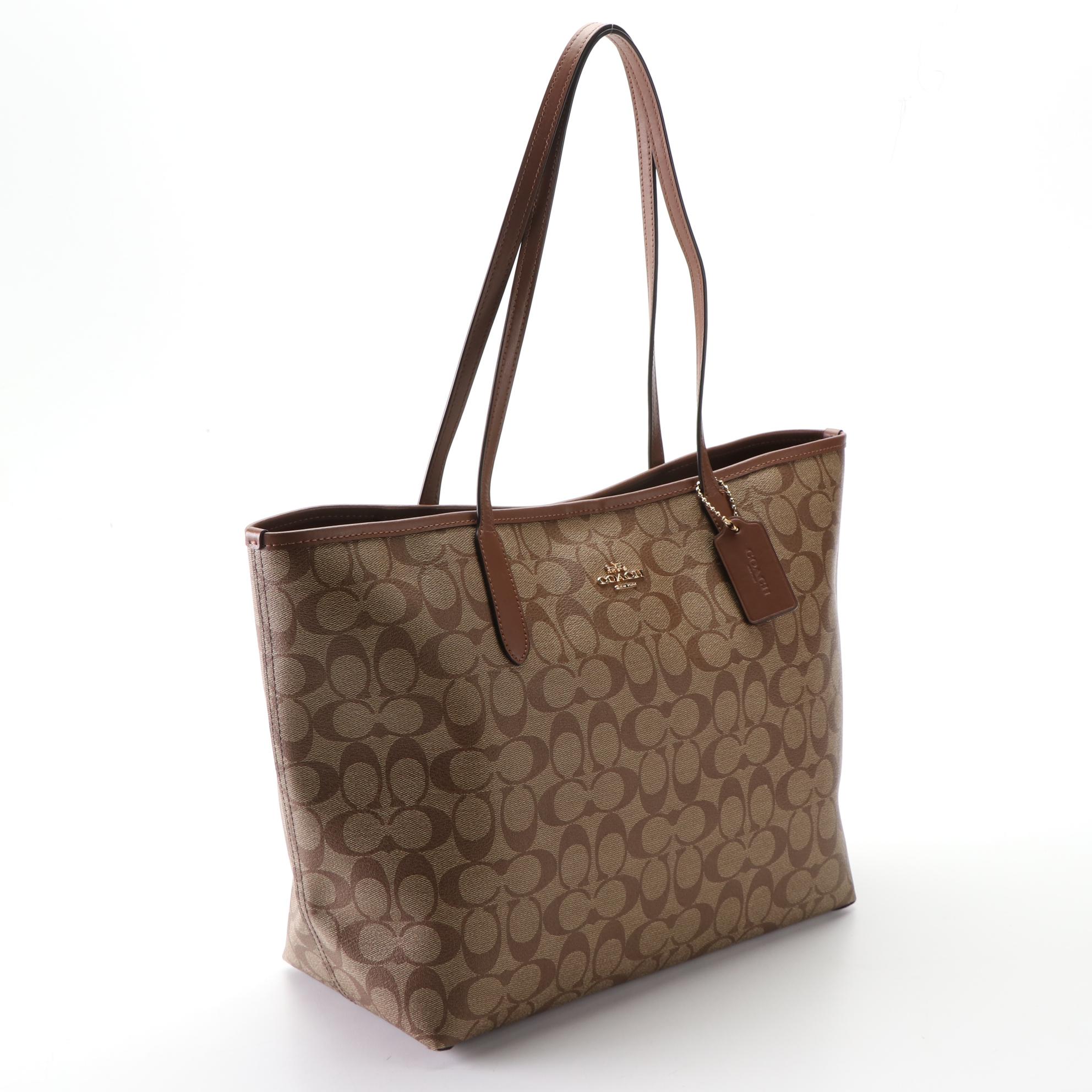 Coach F36375 Signature Canvas Zip Tote and 5696 Signature PVC City Tote