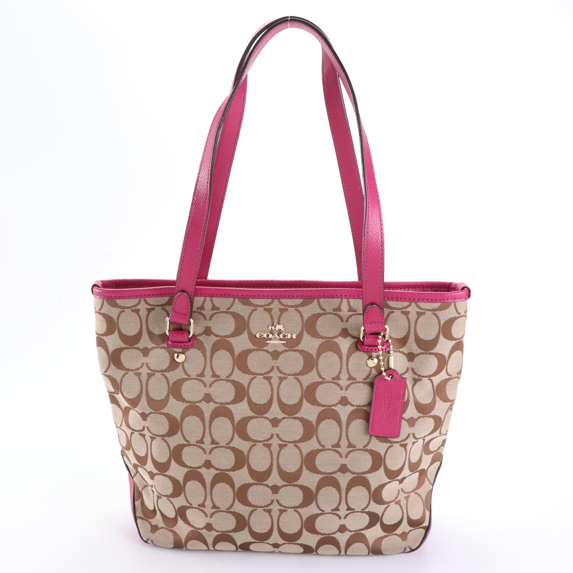 Coach F36375 Signature Canvas Zip Tote and 5696 Signature PVC City Tote