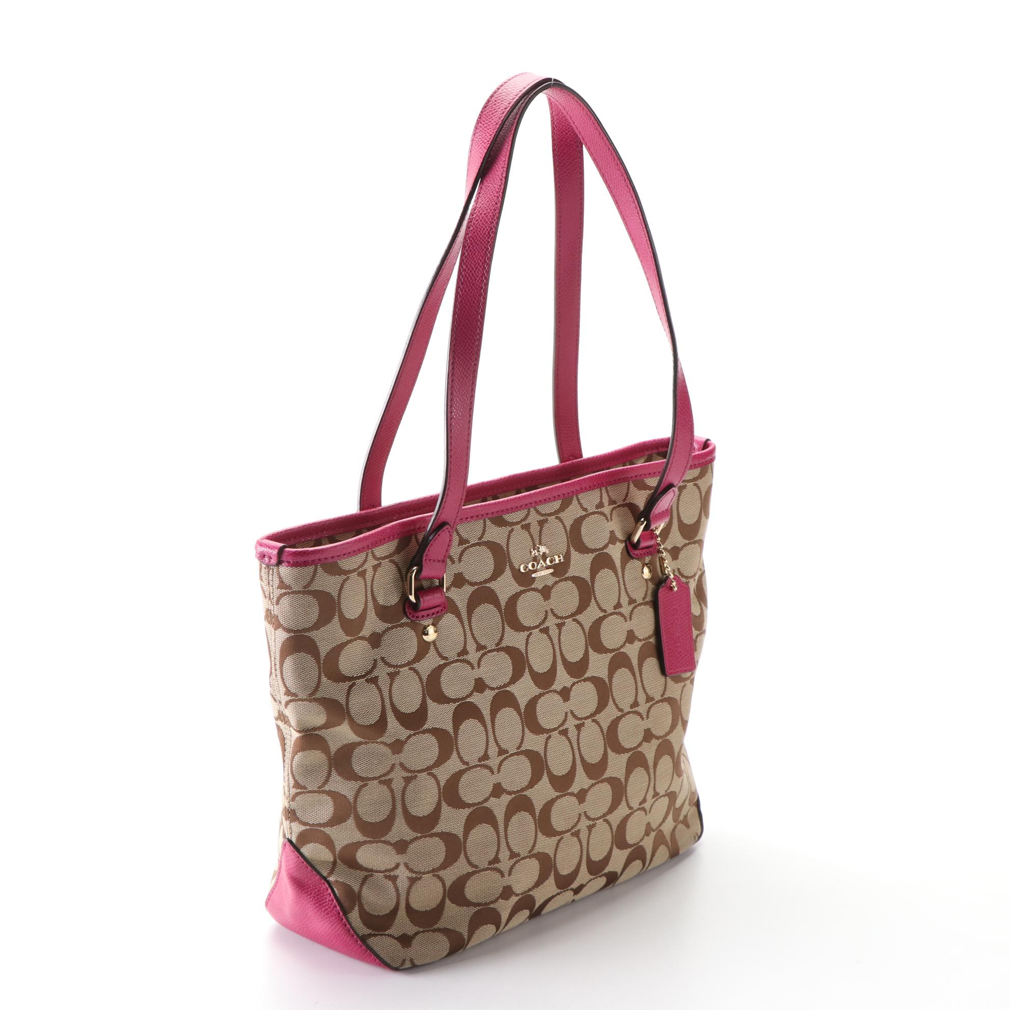 Coach F36375 Signature Canvas Zip Tote and 5696 Signature PVC City Tote