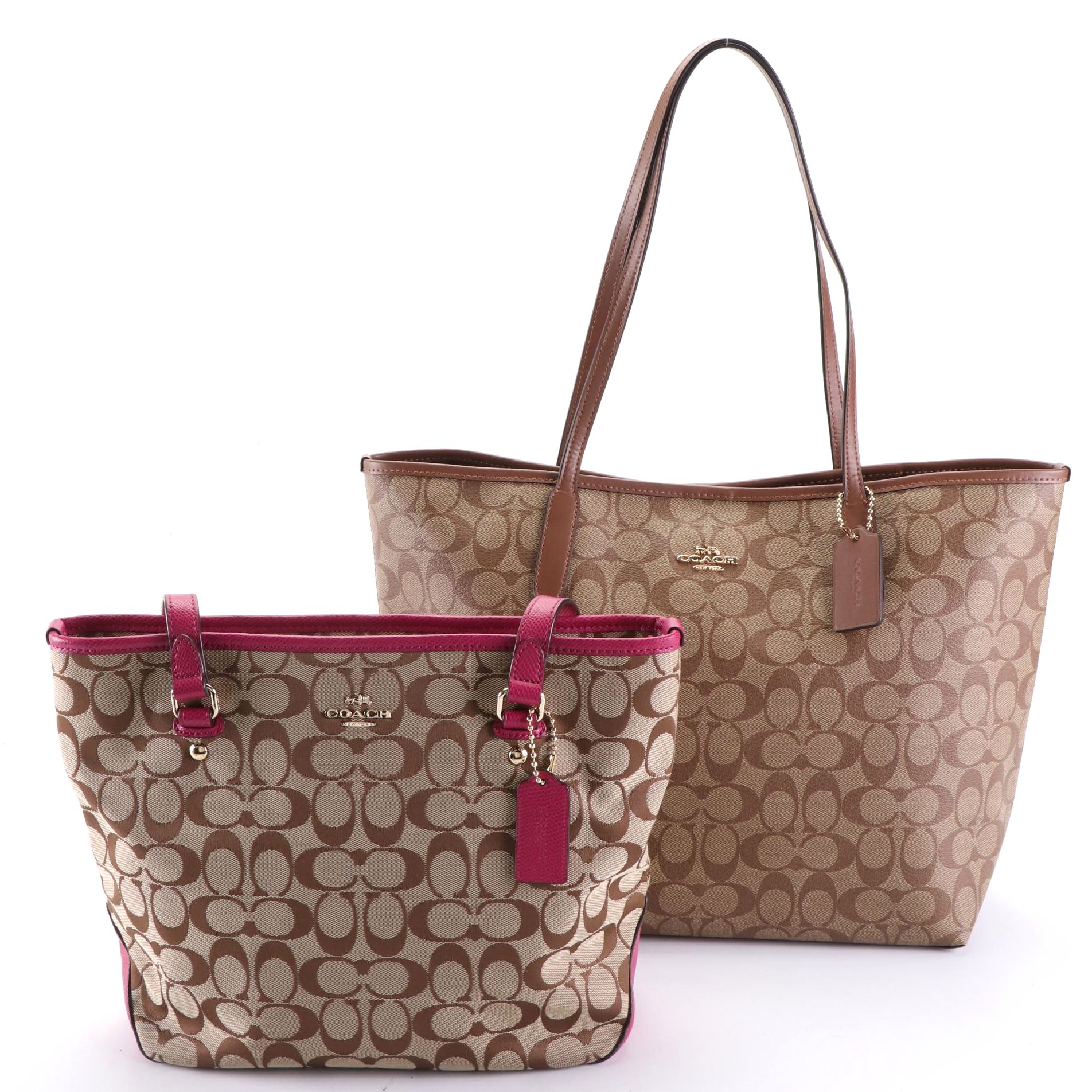 Coach F36375 Signature Canvas Zip Tote and 5696 Signature PVC City Tote