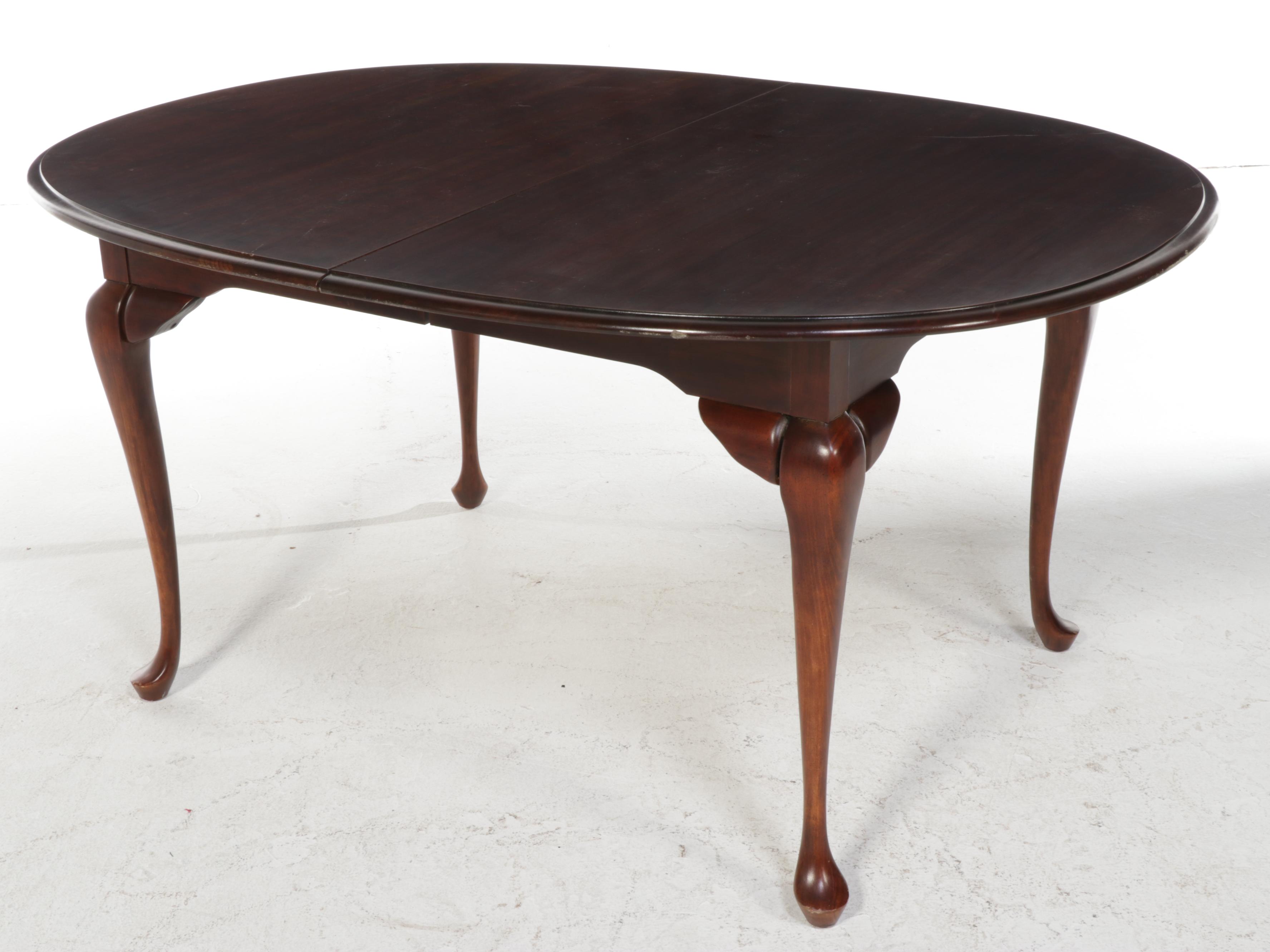 Cresent Furniture Queen Anne Style Hardwood Extension Dining Table and 6 Chairs