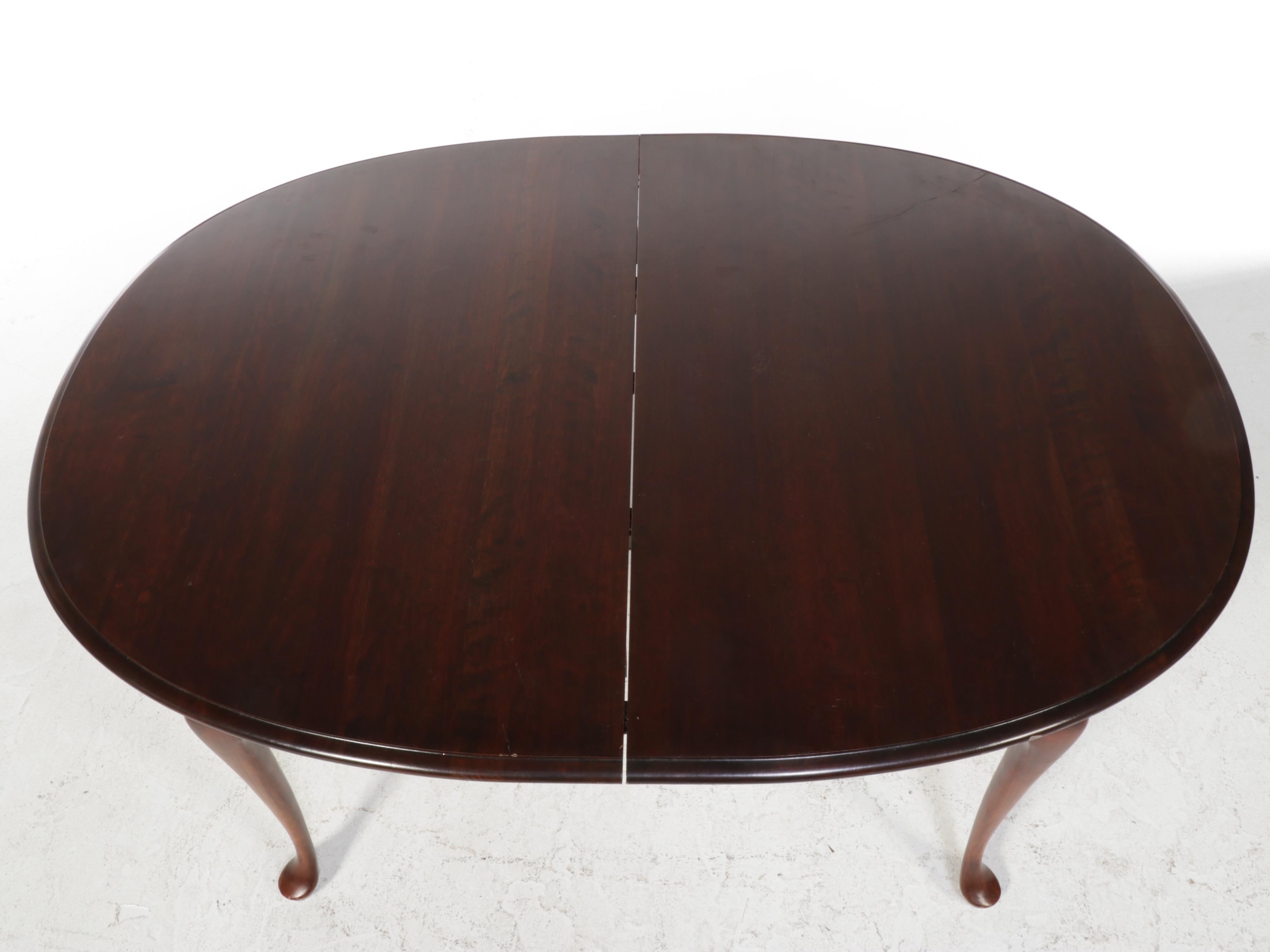 Cresent Furniture Queen Anne Style Hardwood Extension Dining Table and 6 Chairs