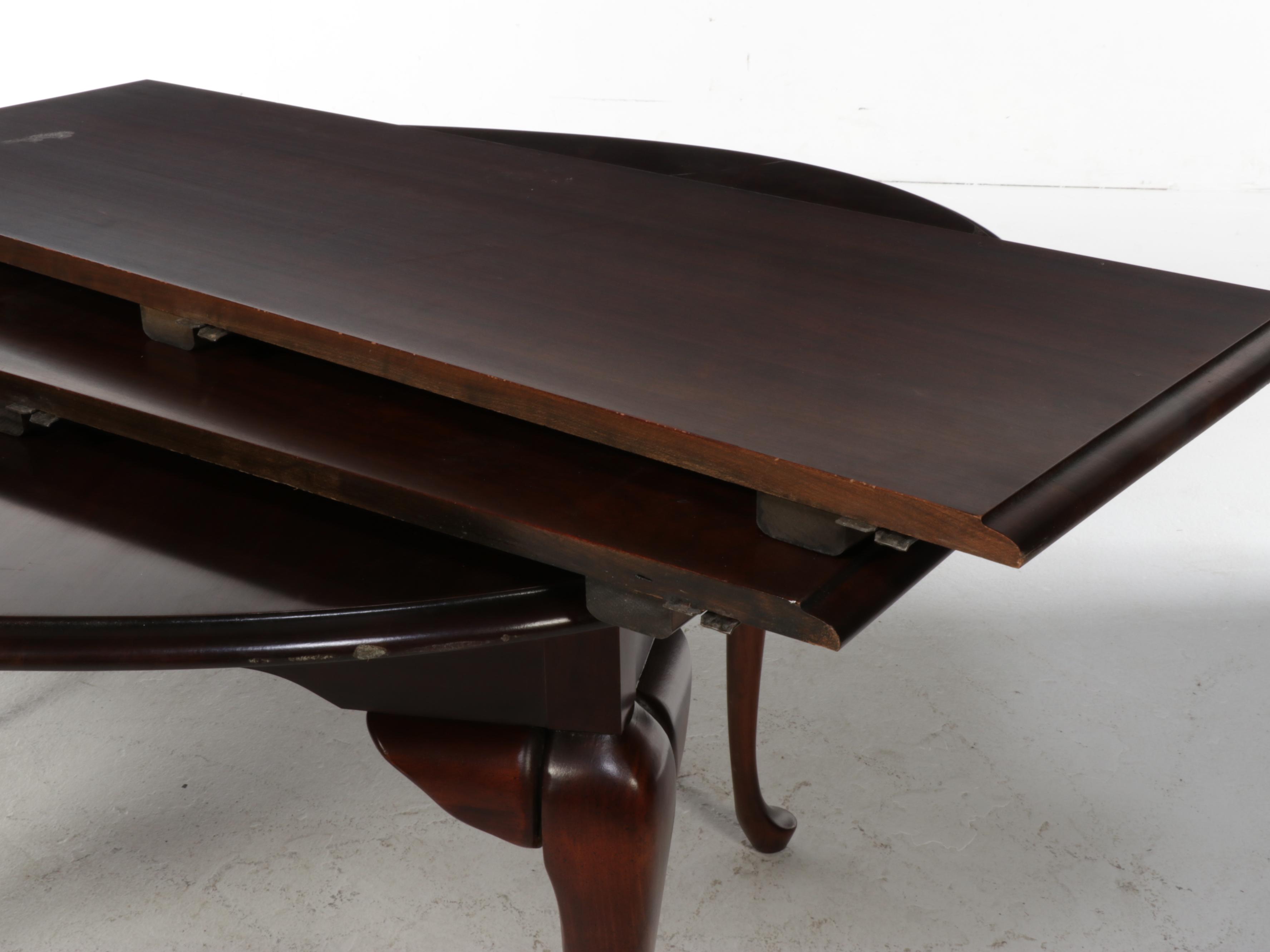 Cresent Furniture Queen Anne Style Hardwood Extension Dining Table and 6 Chairs