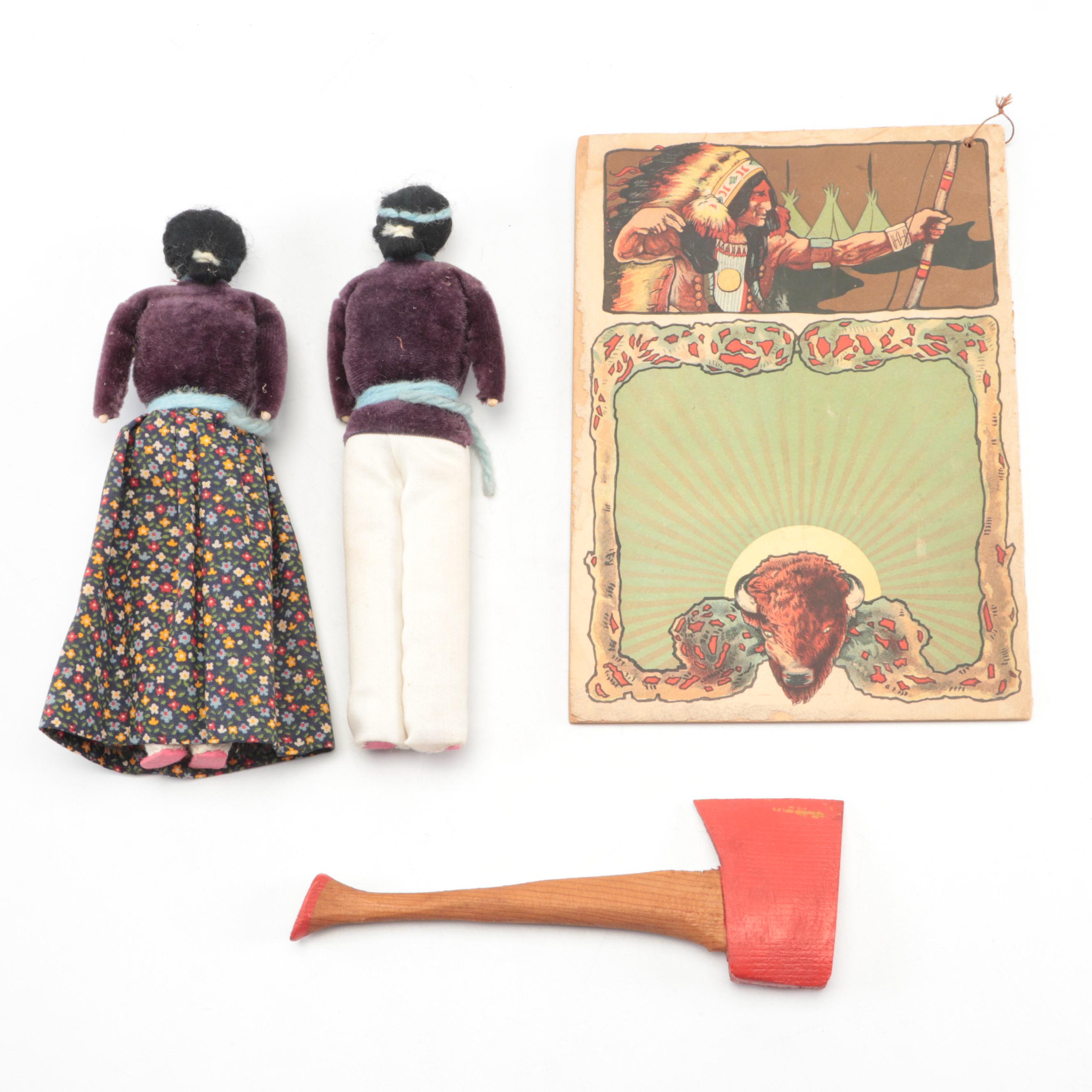 Navajo Velvet Dolls, Native American Design 1919 Swamp Root Almanac and More