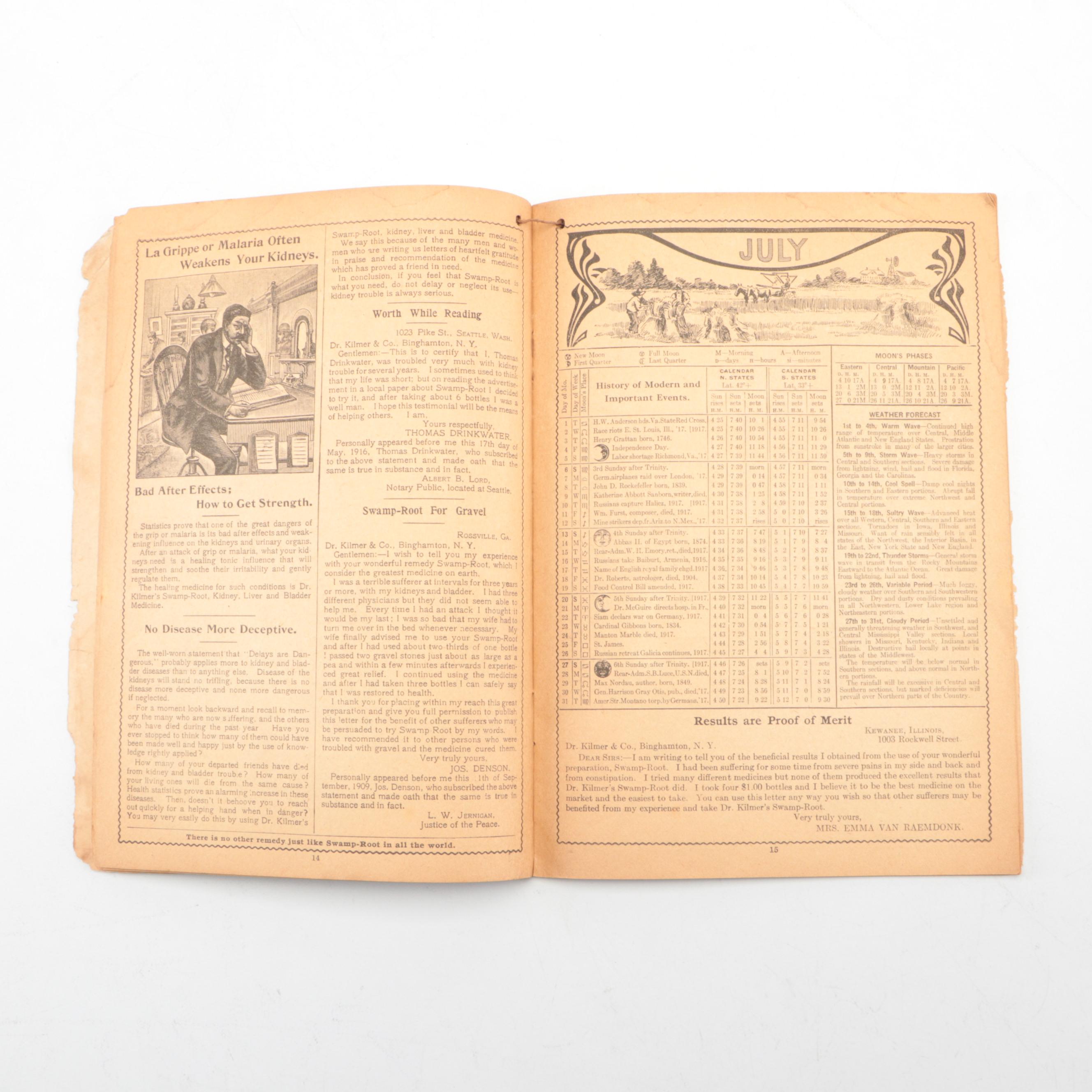 Navajo Velvet Dolls, Native American Design 1919 Swamp Root Almanac and More