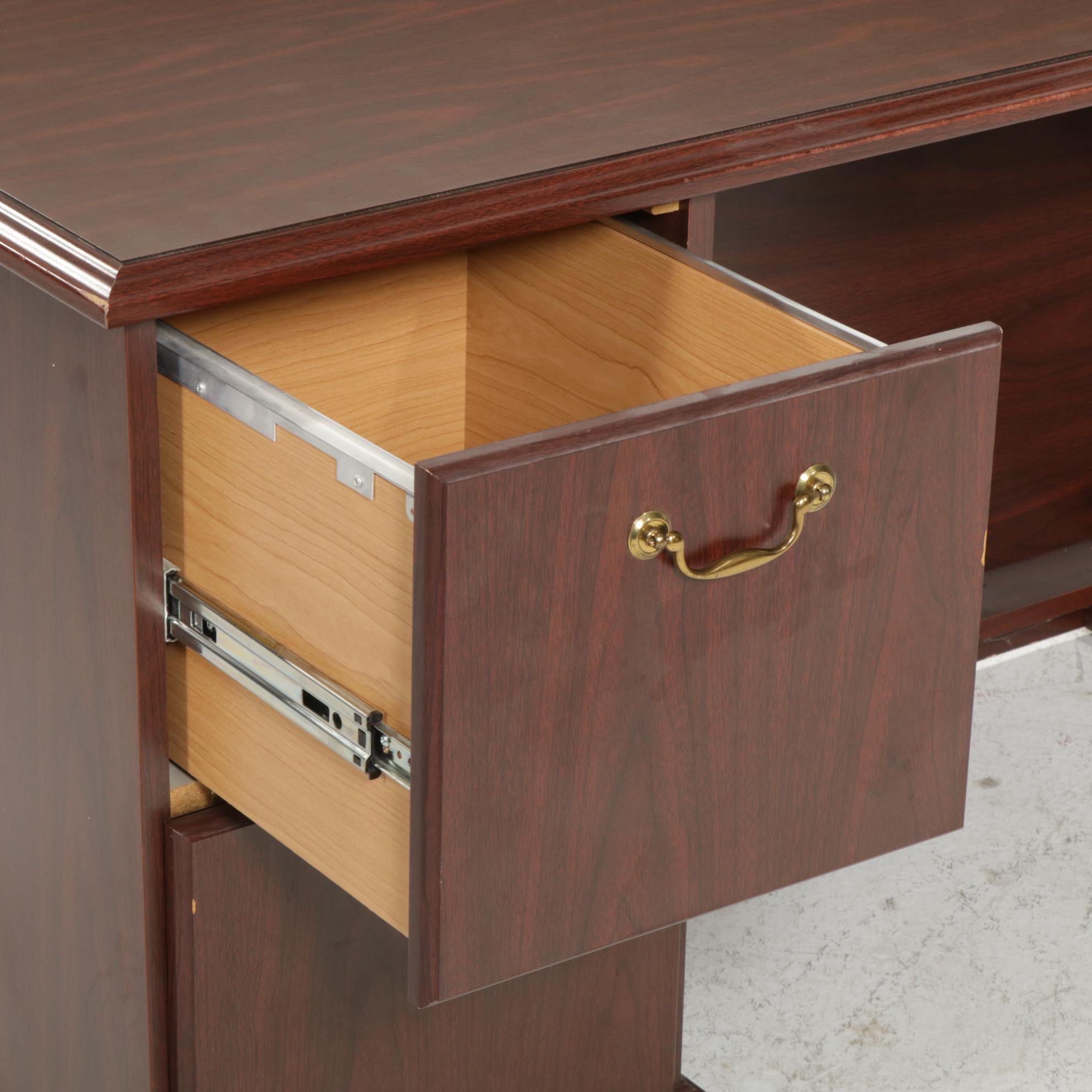 Wood Finish Office Credenza / Filing Cabinet