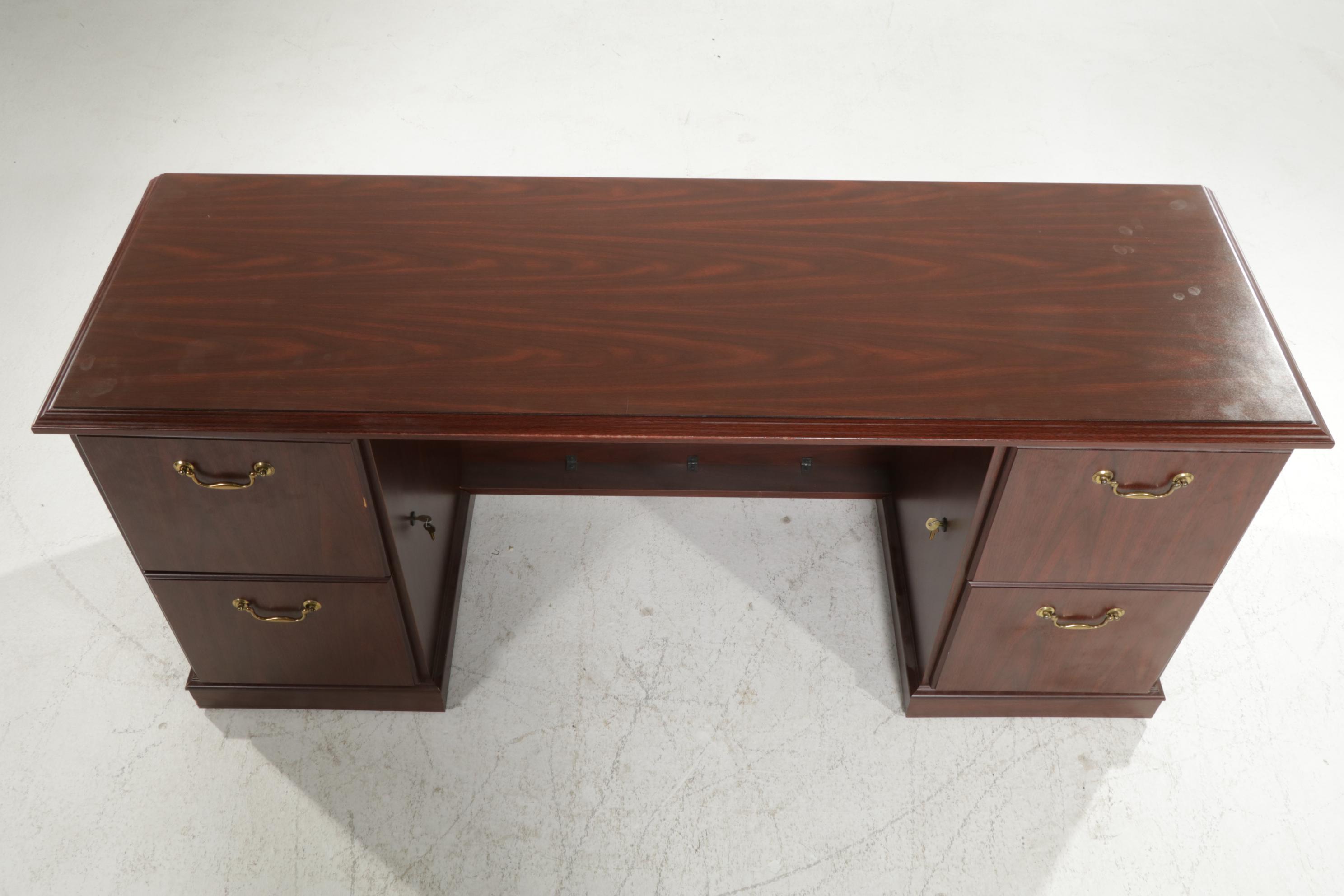 Wood Finish Office Credenza / Filing Cabinet