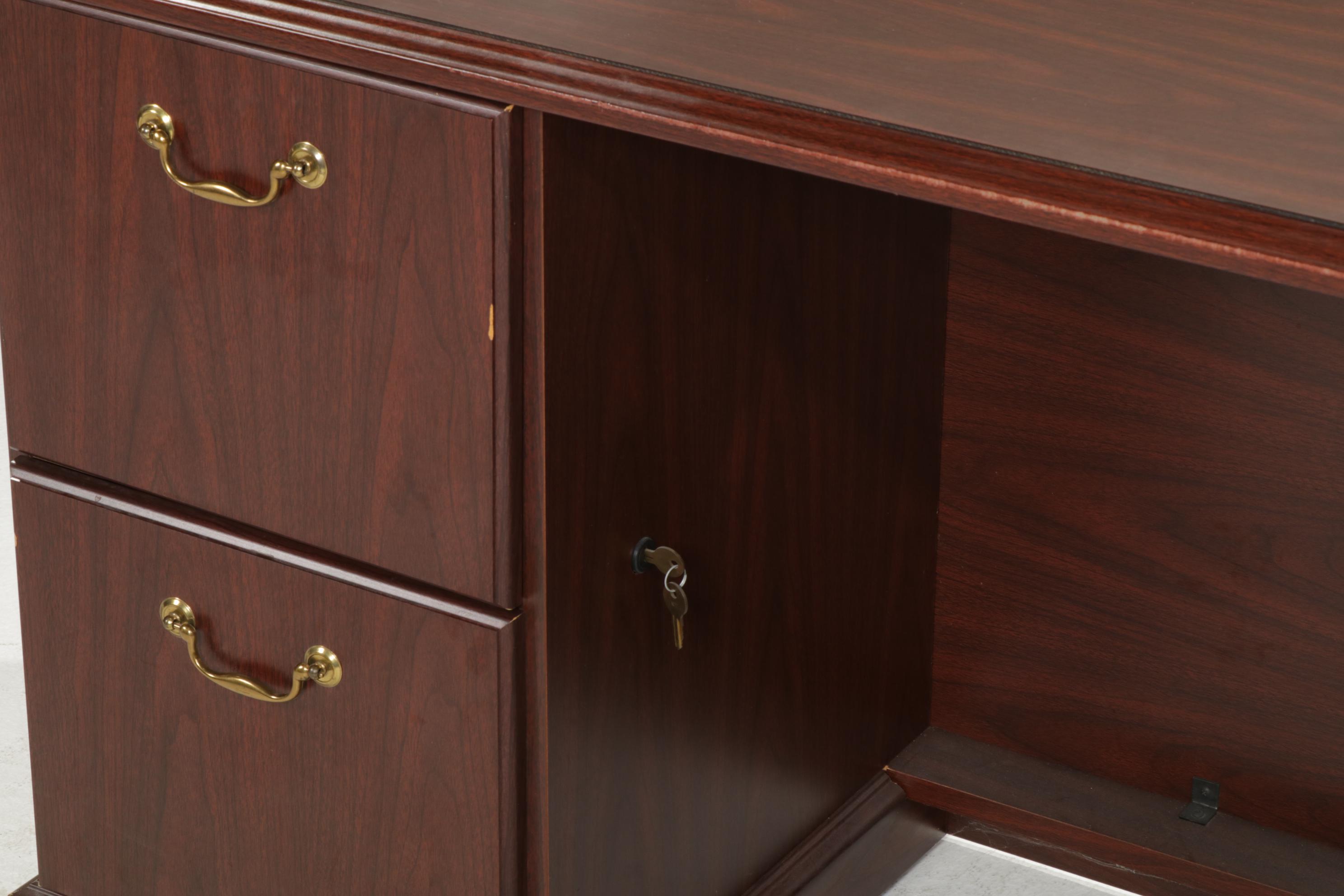 Wood Finish Office Credenza / Filing Cabinet