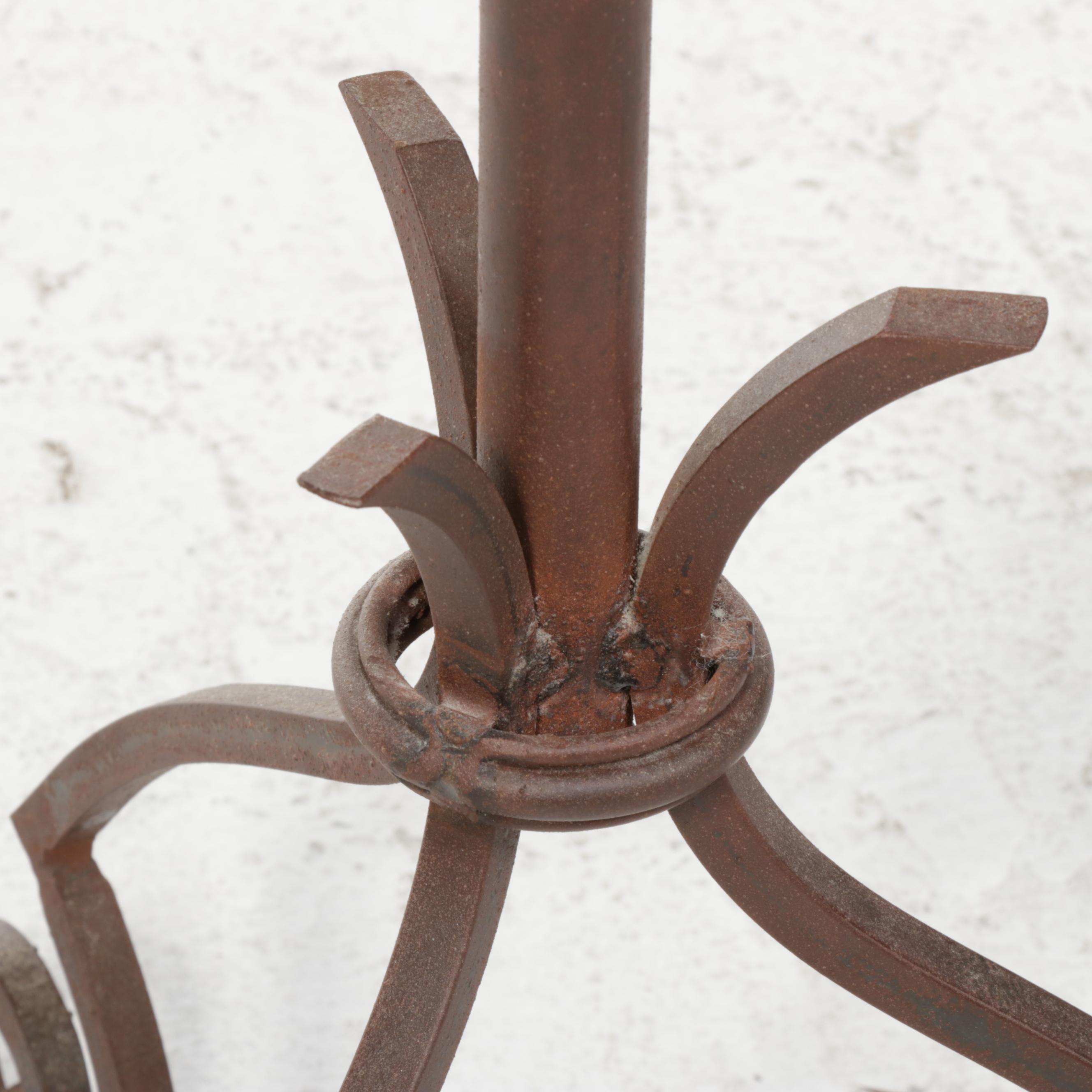 Patinated and Scrolled Metal Hall Tree