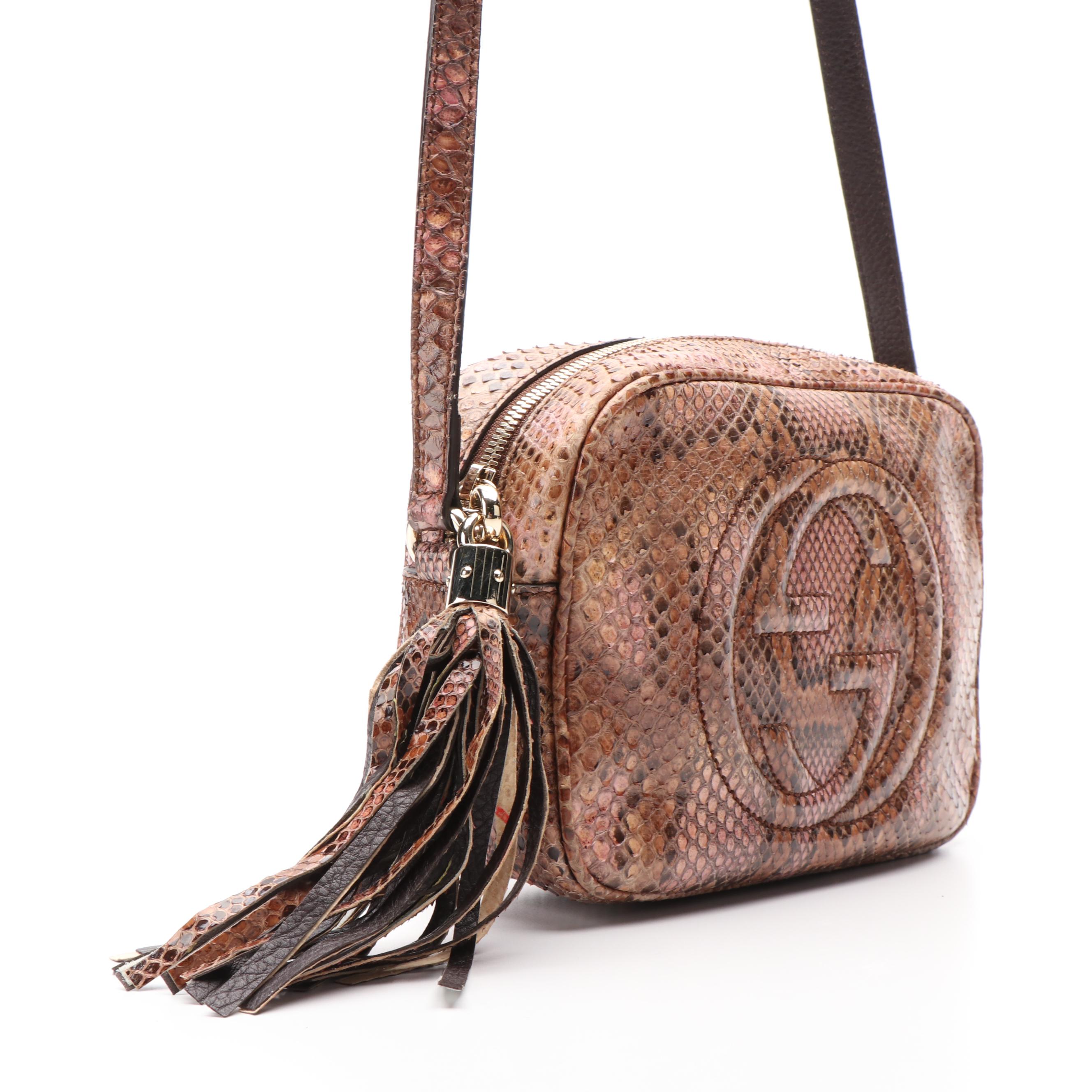 Gucci Pink/Cream Python Small Soho Disco Shoulder Bag