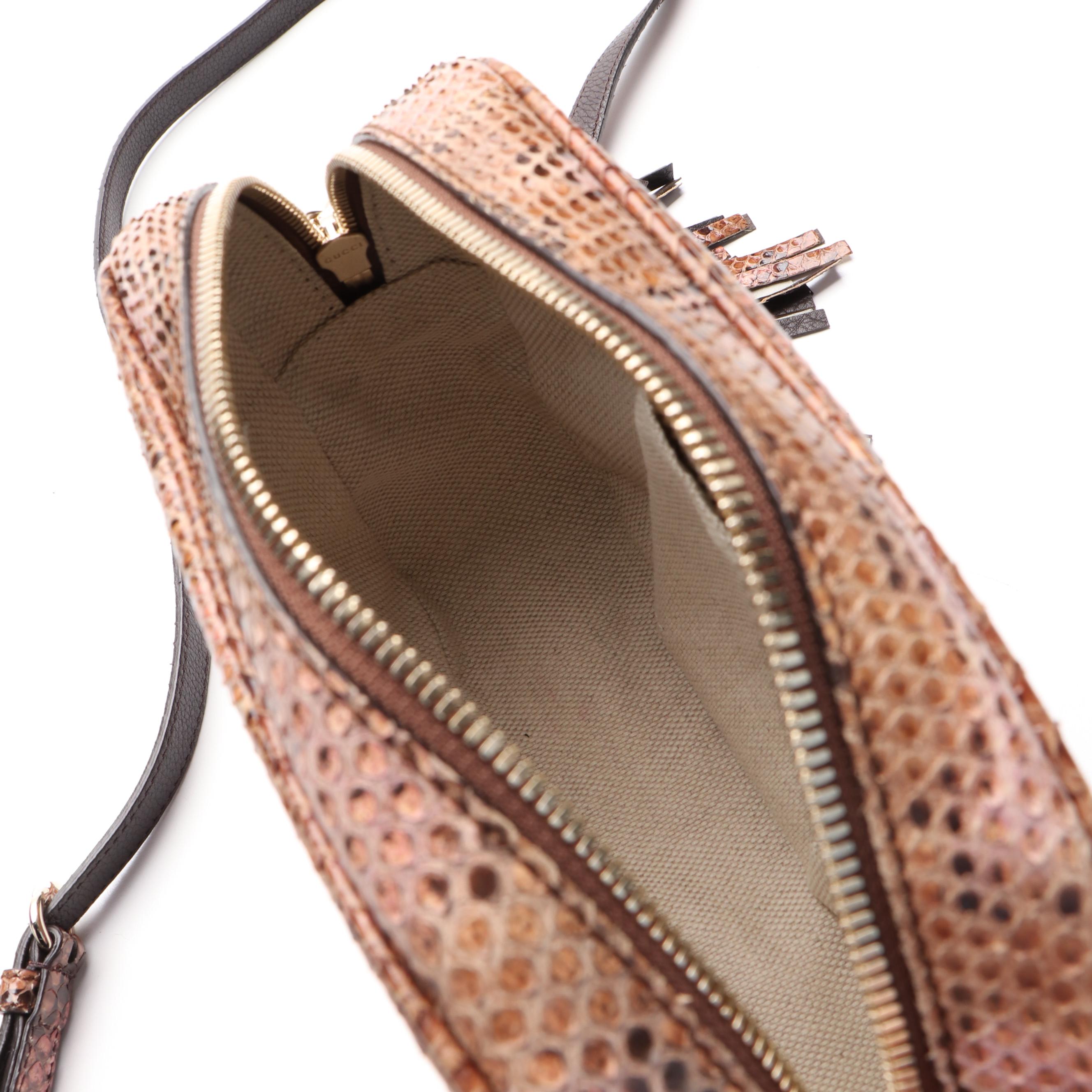 Gucci Pink/Cream Python Small Soho Disco Shoulder Bag