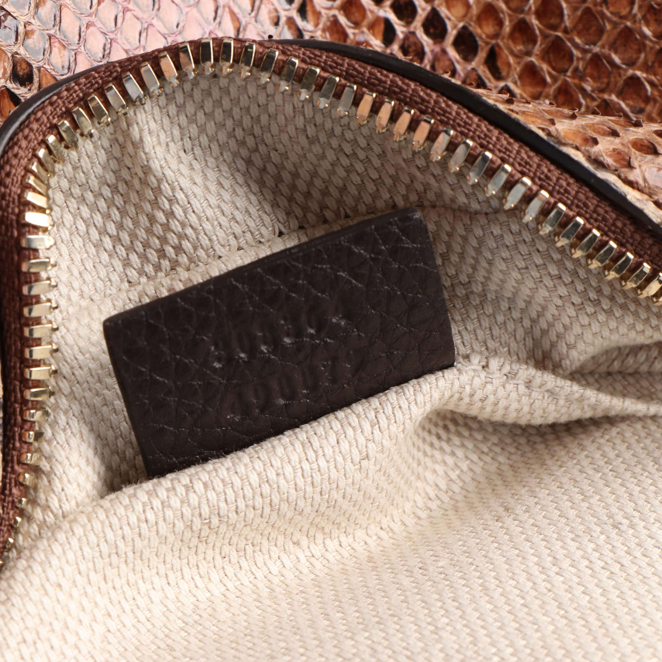 Gucci Pink/Cream Python Small Soho Disco Shoulder Bag