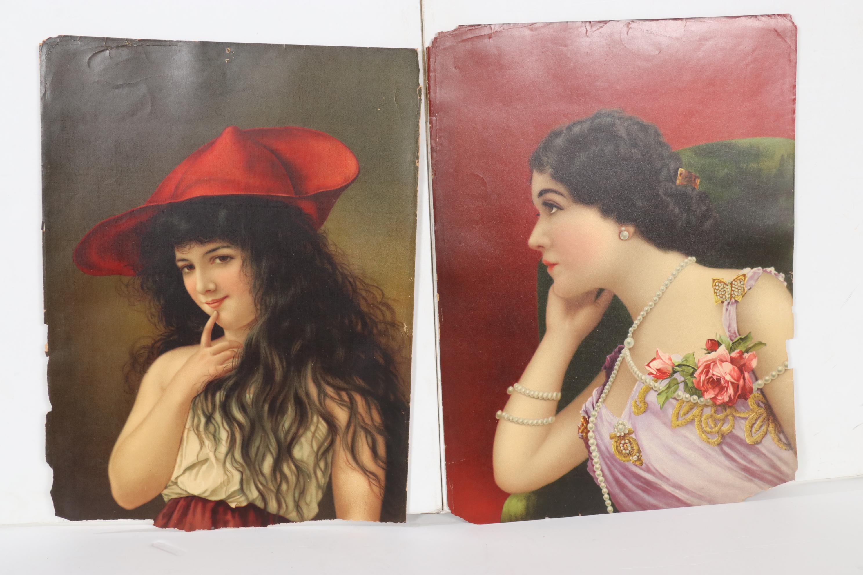 Female Portrait Chromolithographs, Circa 1900