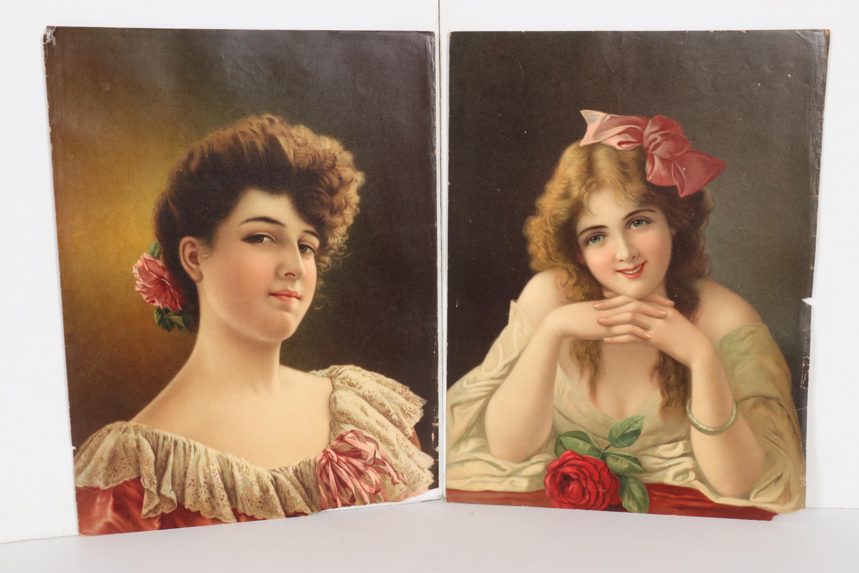 Female Portrait Chromolithographs, Circa 1900