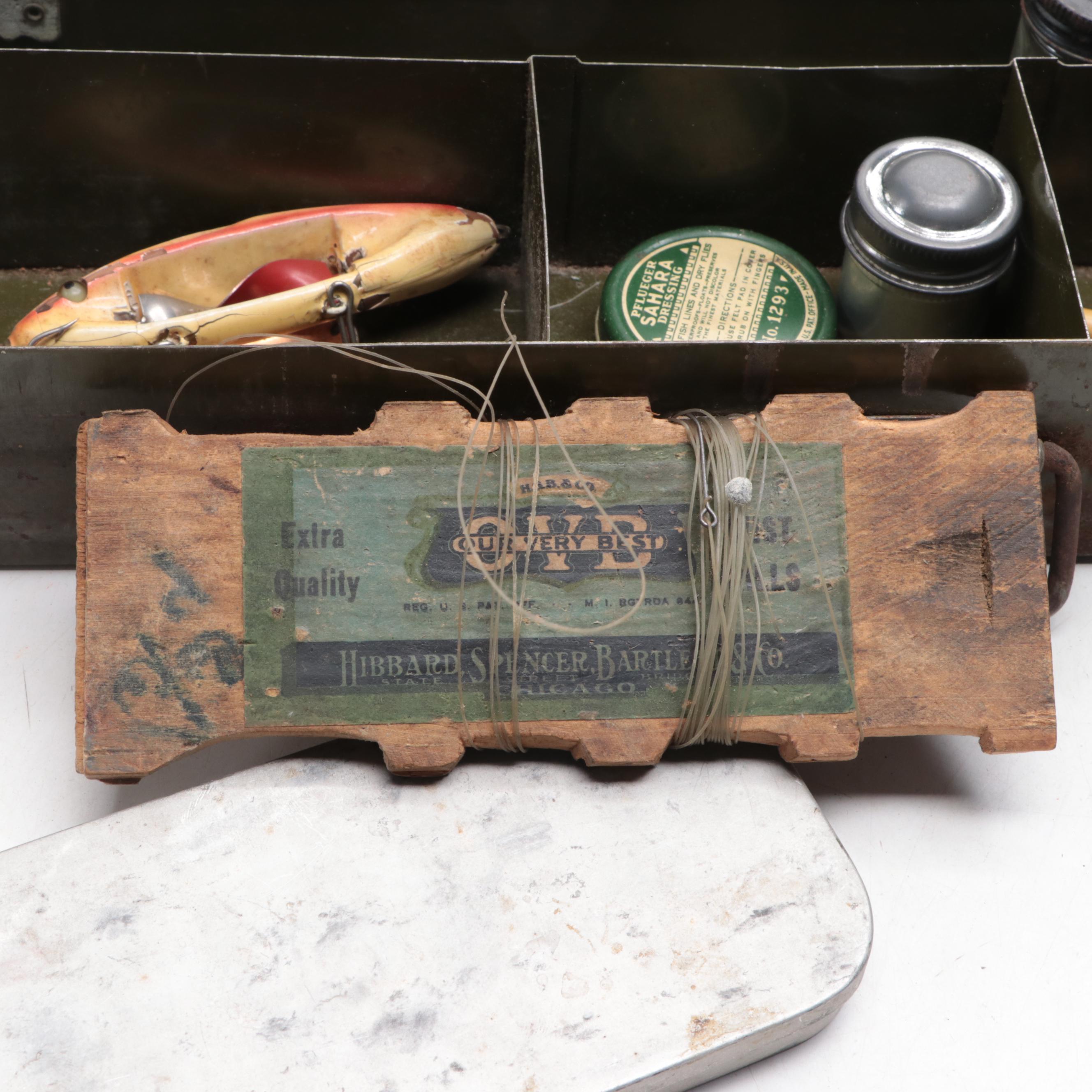 Climax Metal Tackle Box with Fly Fishing Lures, Spinners, and Other Tackle