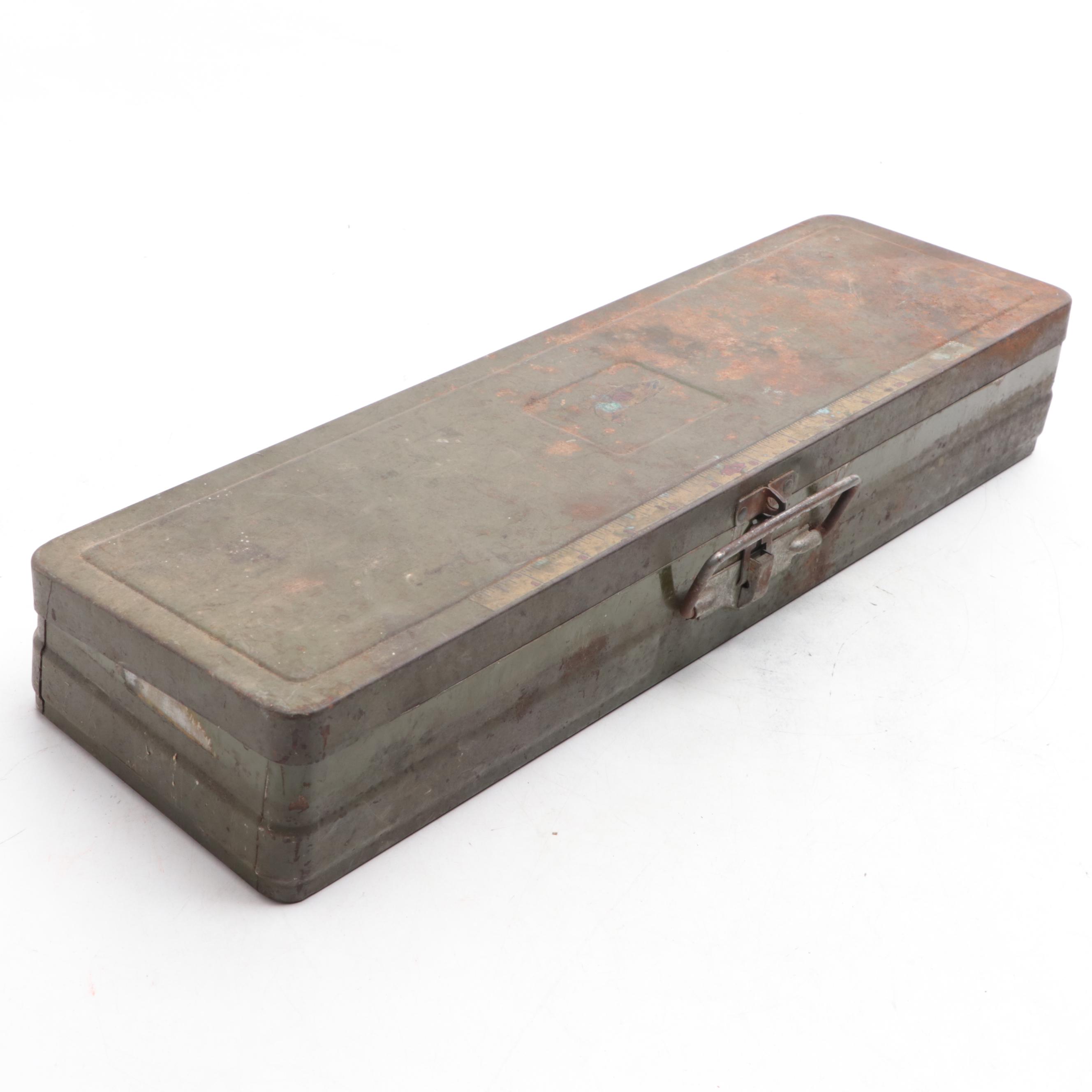 Climax Metal Tackle Box with Fly Fishing Lures, Spinners, and Other Tackle