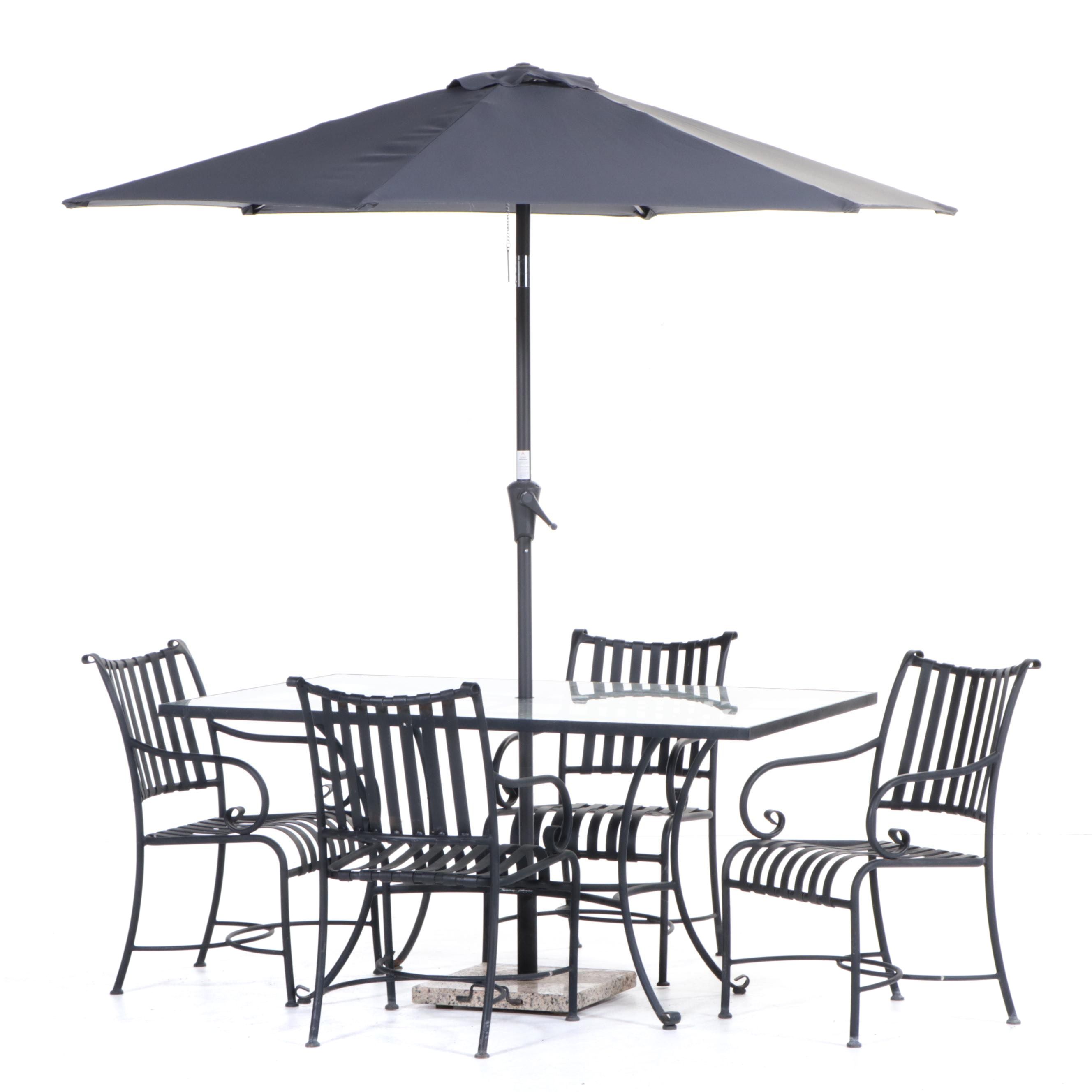 Summer Classics Metal Patio Dining Set with Umbrella EBTH
