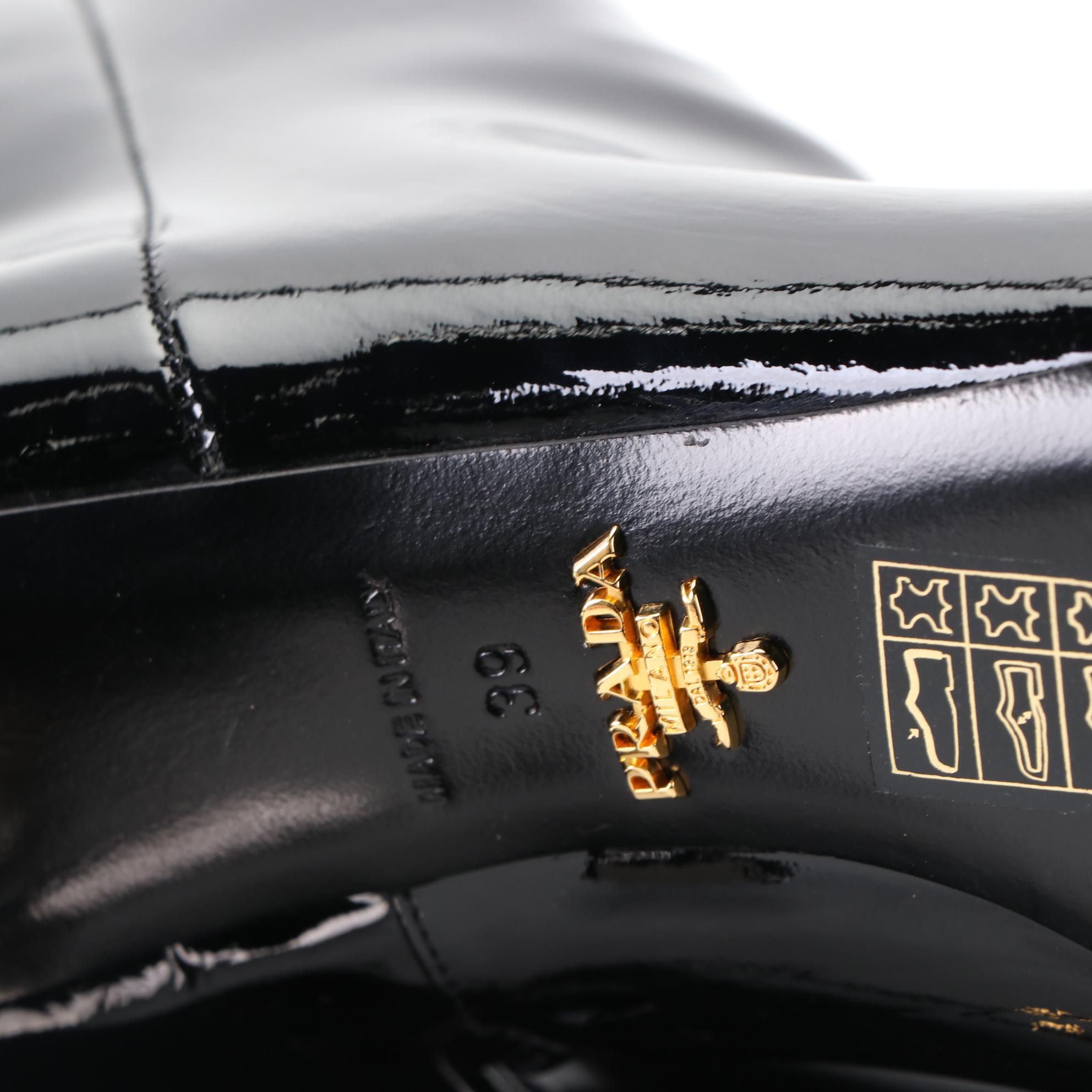 Prada Patent Leather Booties with Geometric Reflective Heel