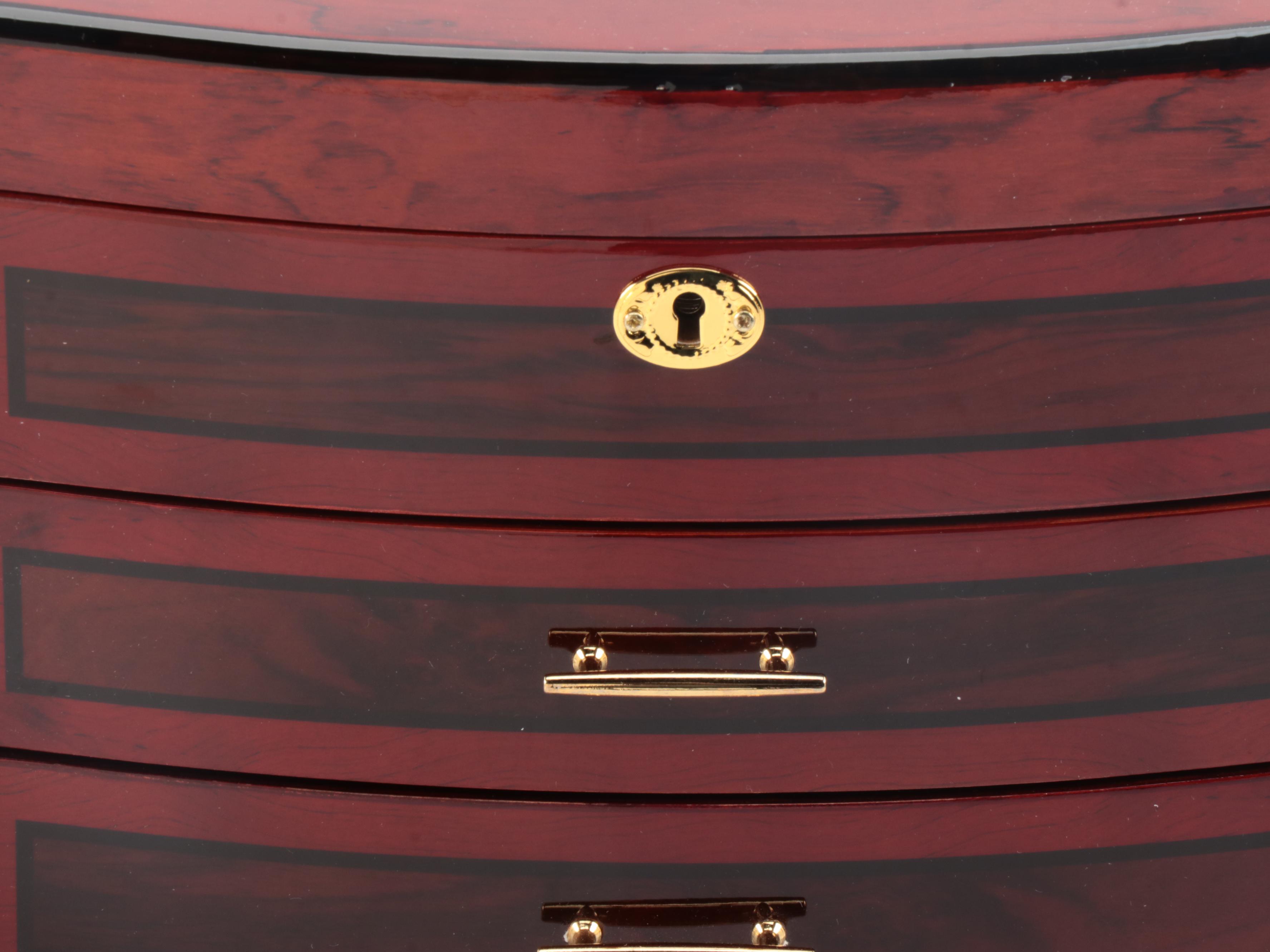 Jere Locking Jewelry Box in High Gloss Finish with Chocolate Interior