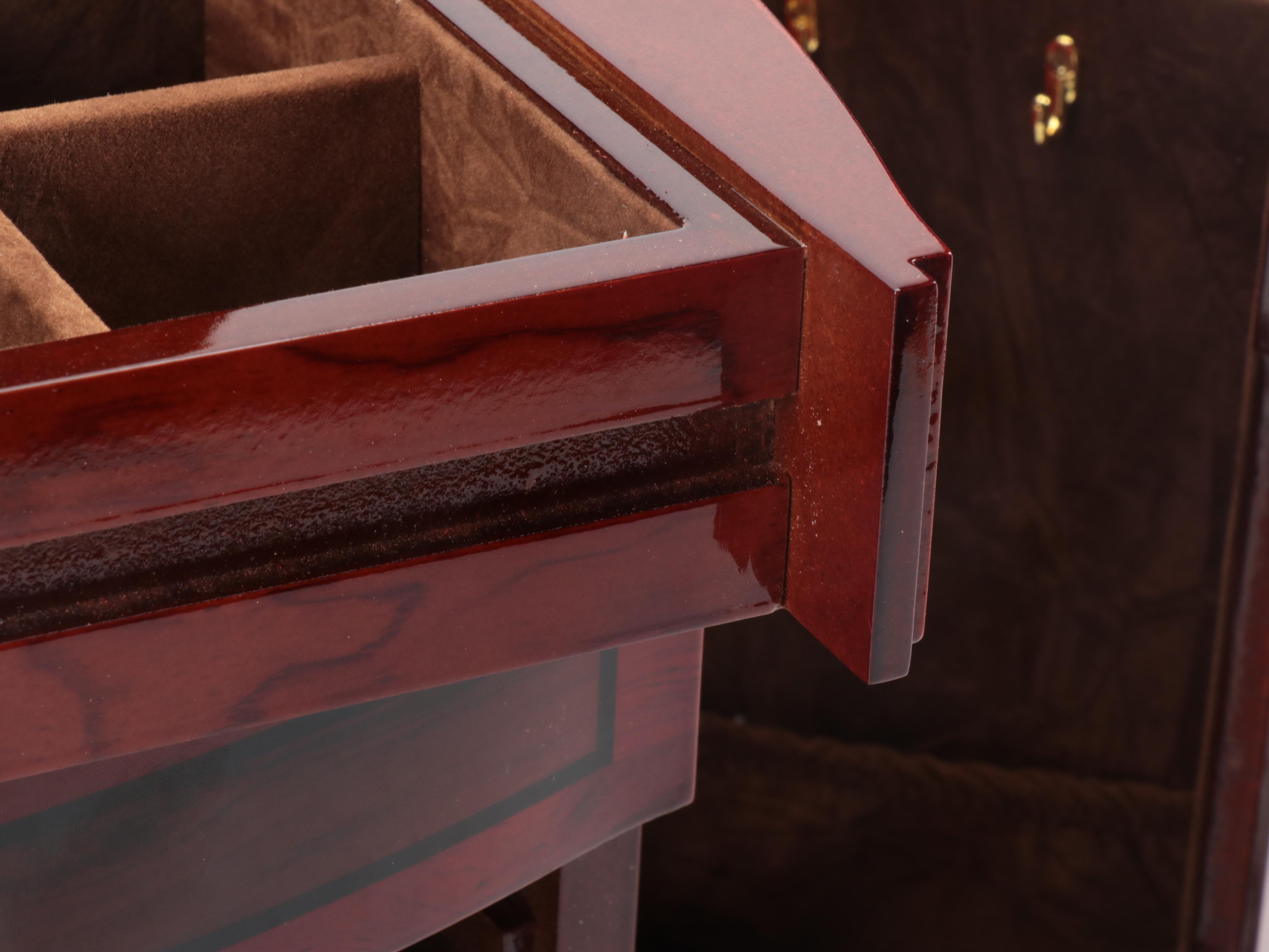 Jere Locking Jewelry Box in High Gloss Finish with Chocolate Interior