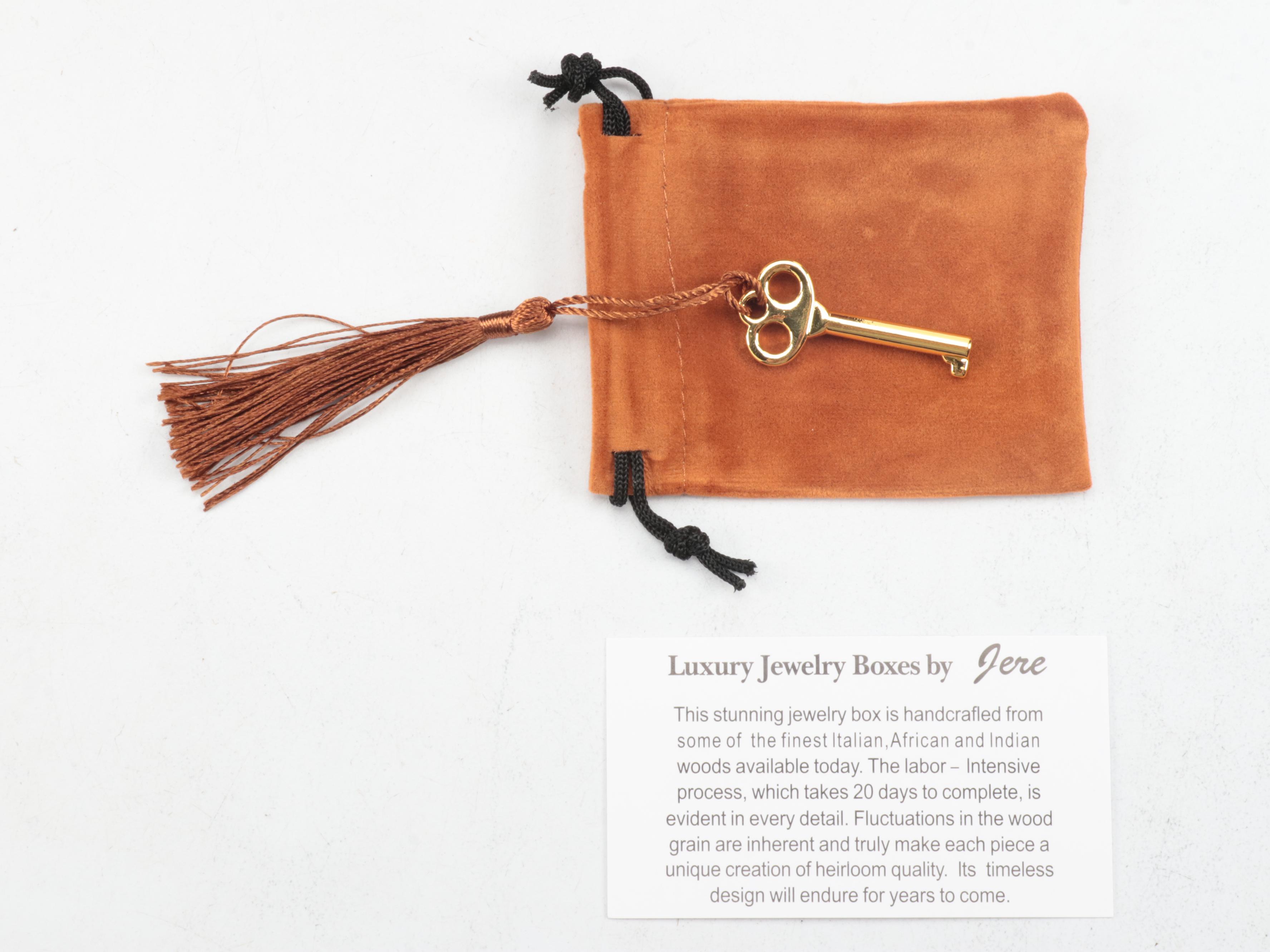 Jere Locking Jewelry Box in High Gloss Finish with Chocolate Interior