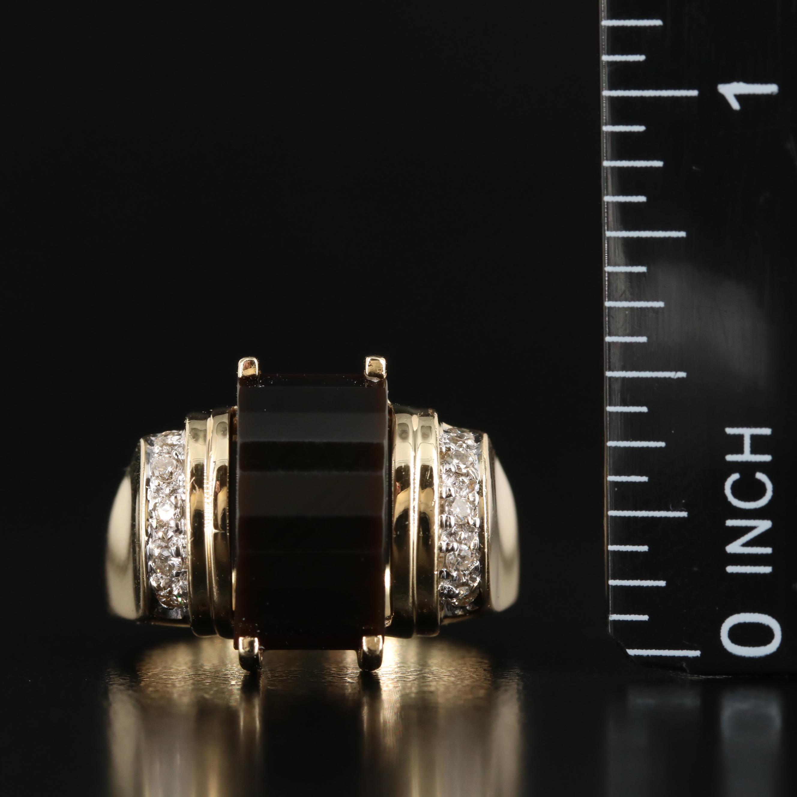 14K Black Onyx and Diamond Ring