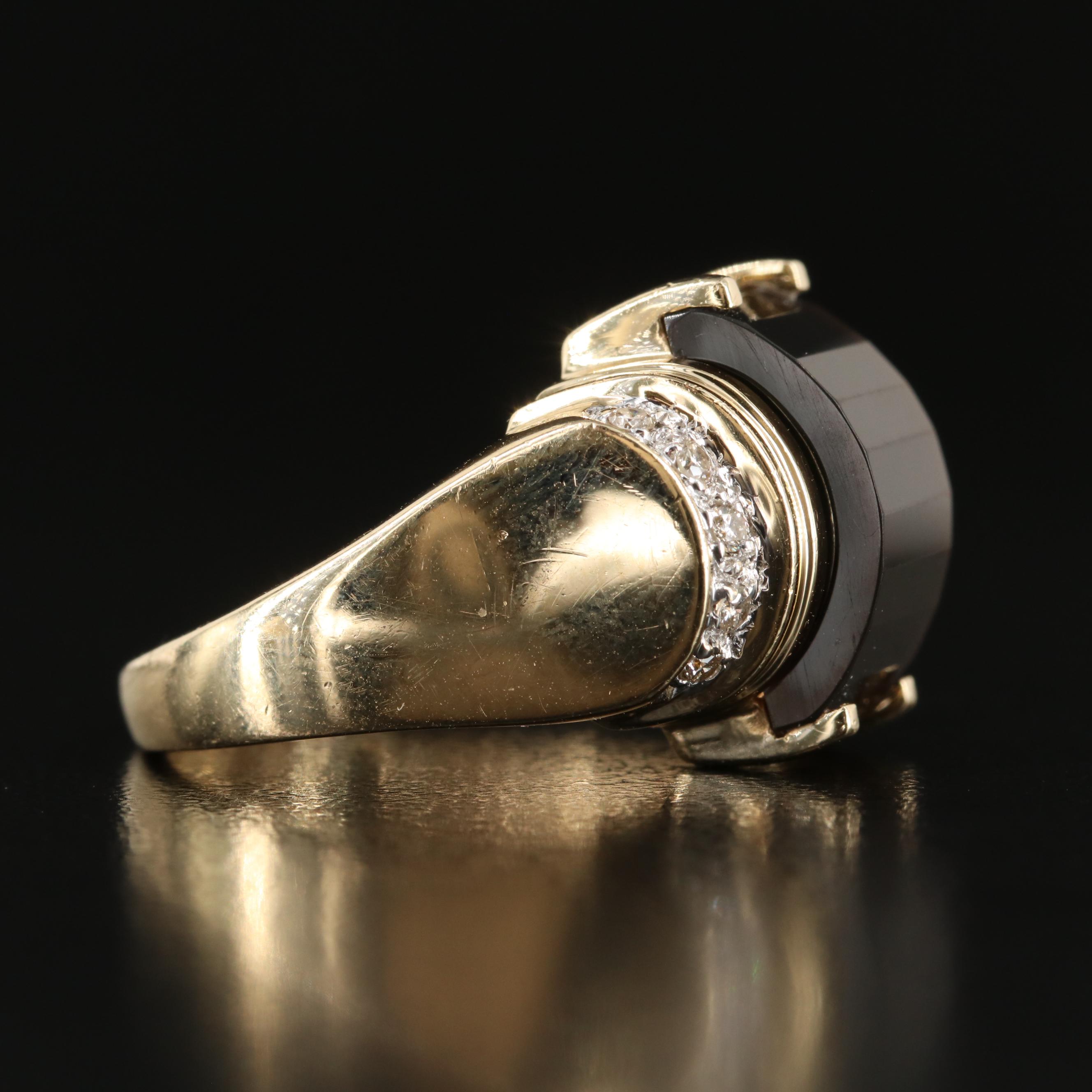 14K Black Onyx and Diamond Ring