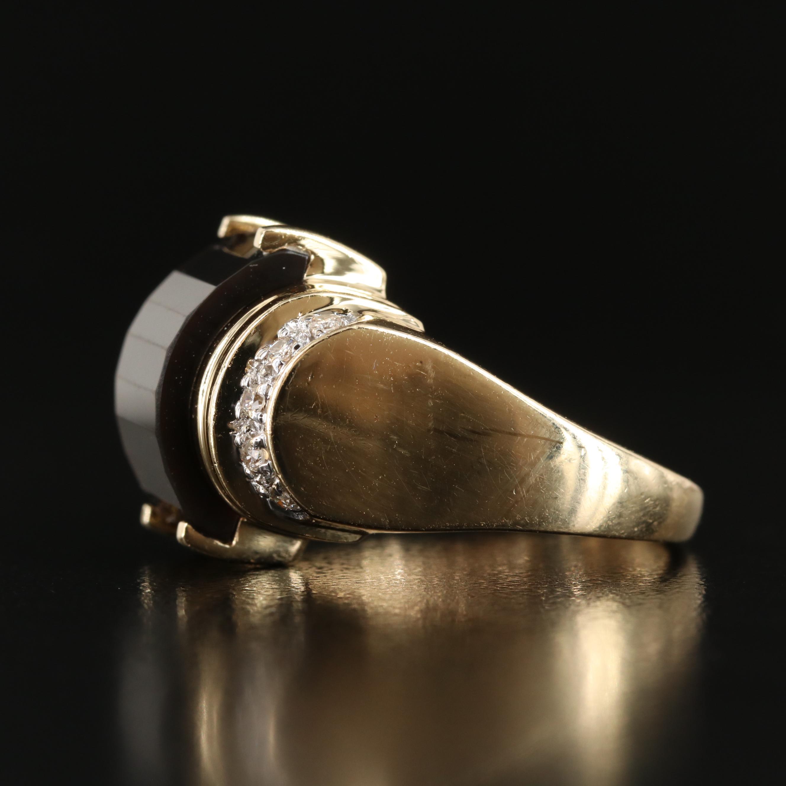 14K Black Onyx and Diamond Ring