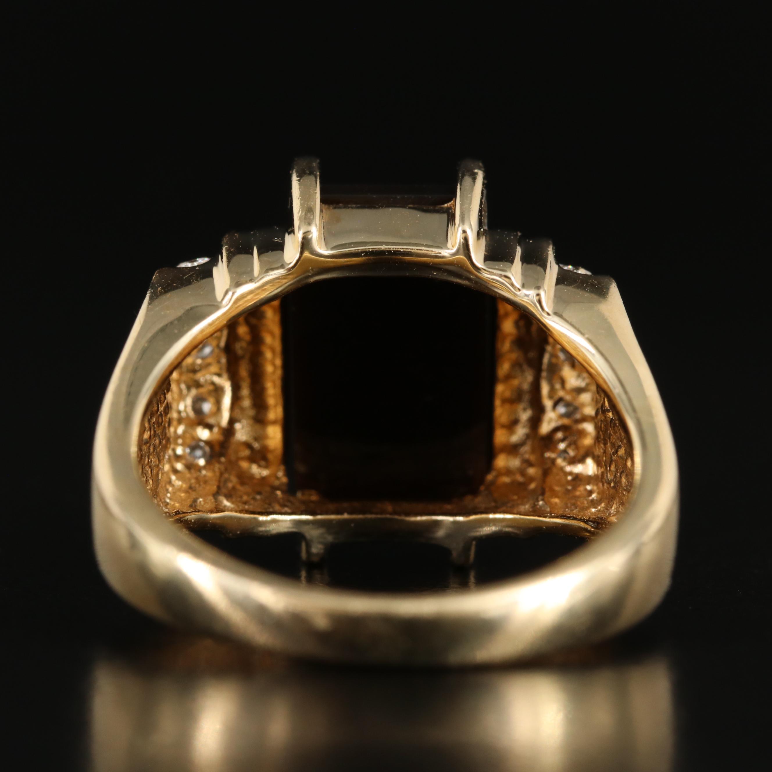 14K Black Onyx and Diamond Ring