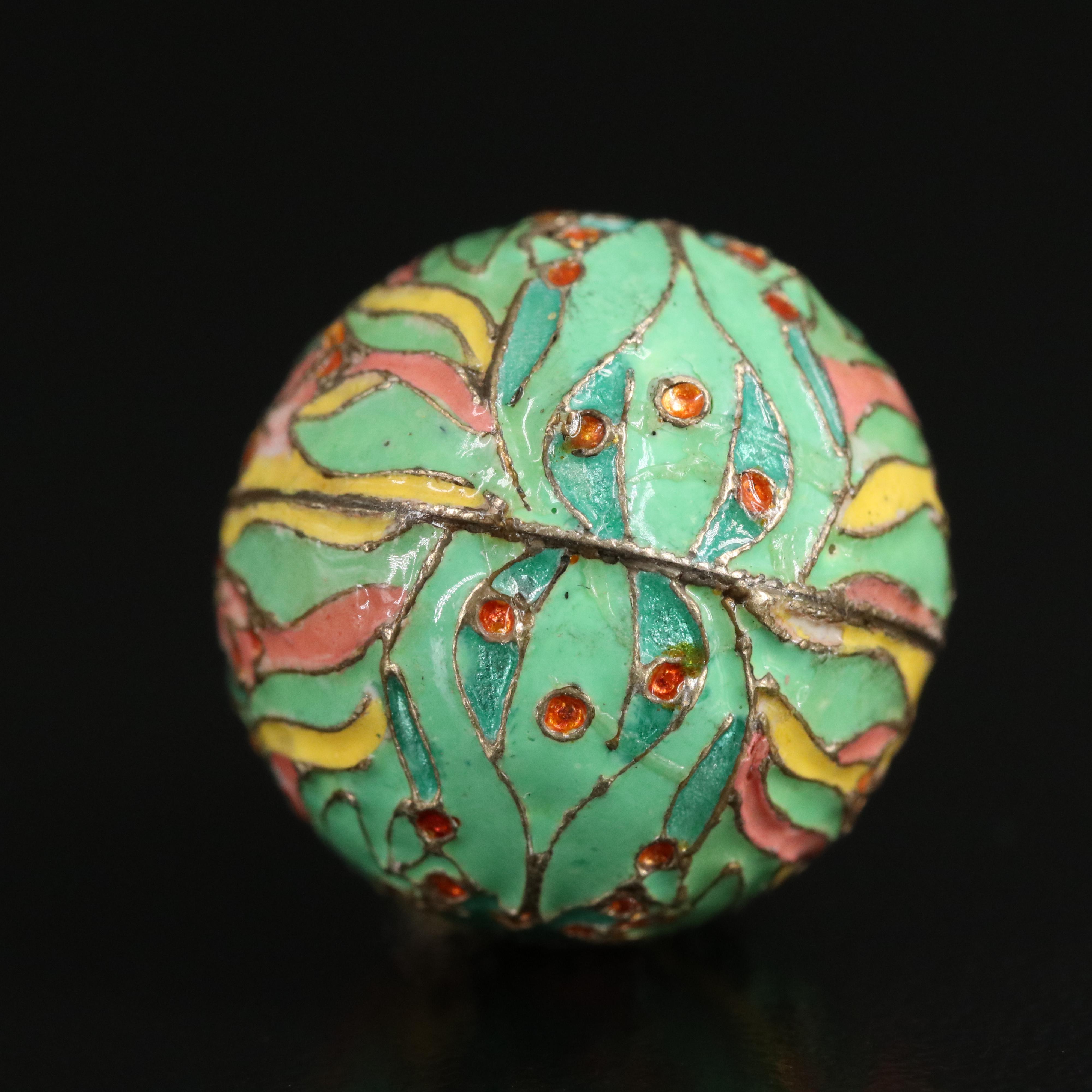 Russian 875 Gilt-Silver Floral Enamel Egg Pendant in Neo-Russian Style