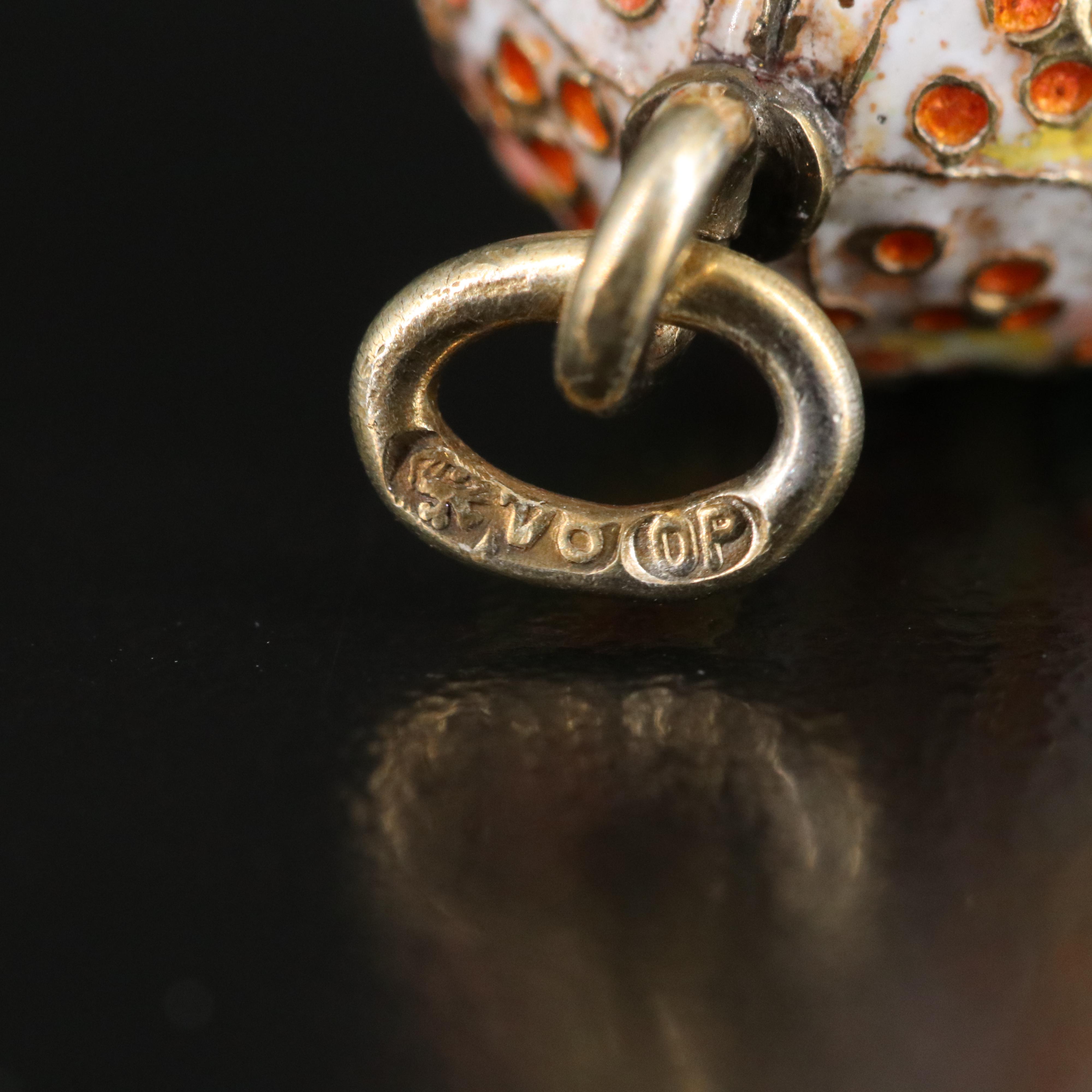 Russian 875 Gilt-Silver Floral Enamel Egg Pendant in Neo-Russian Style