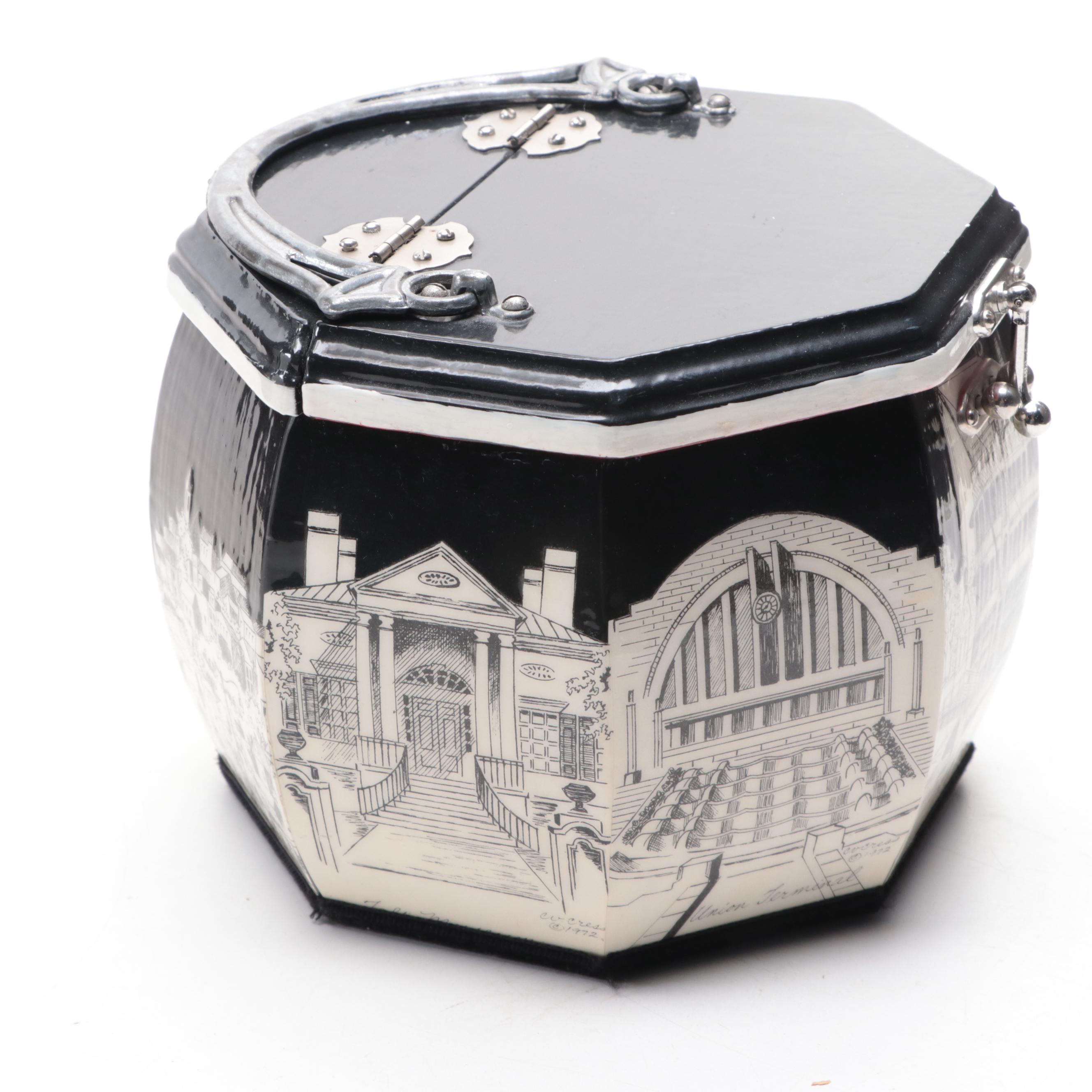 Cincinnati-Themed Wooden Decoupage Wood Handbag with Cincinnati Photographs