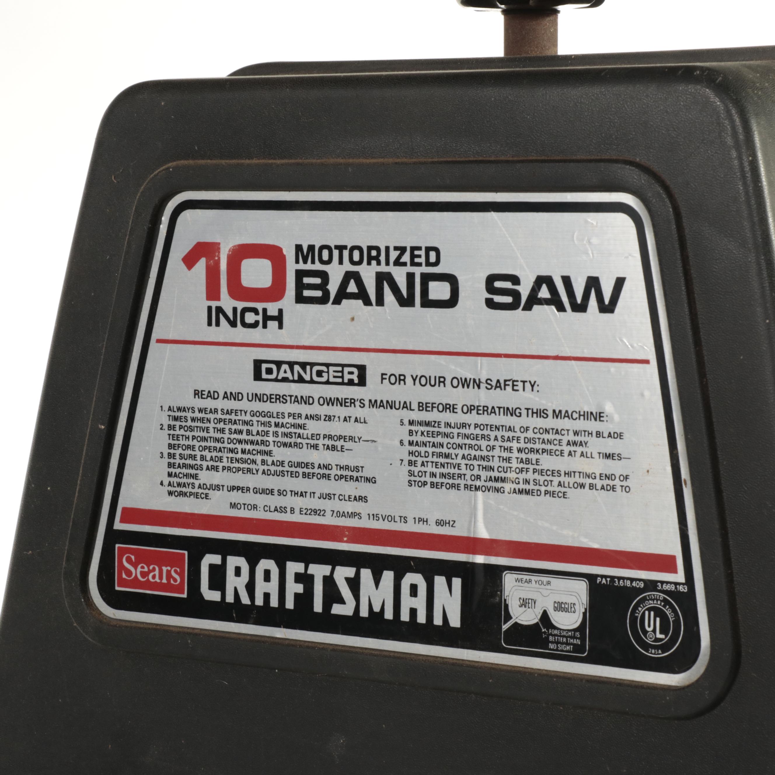Craftsman 10" Motorized Band Saw with Wood Work Table