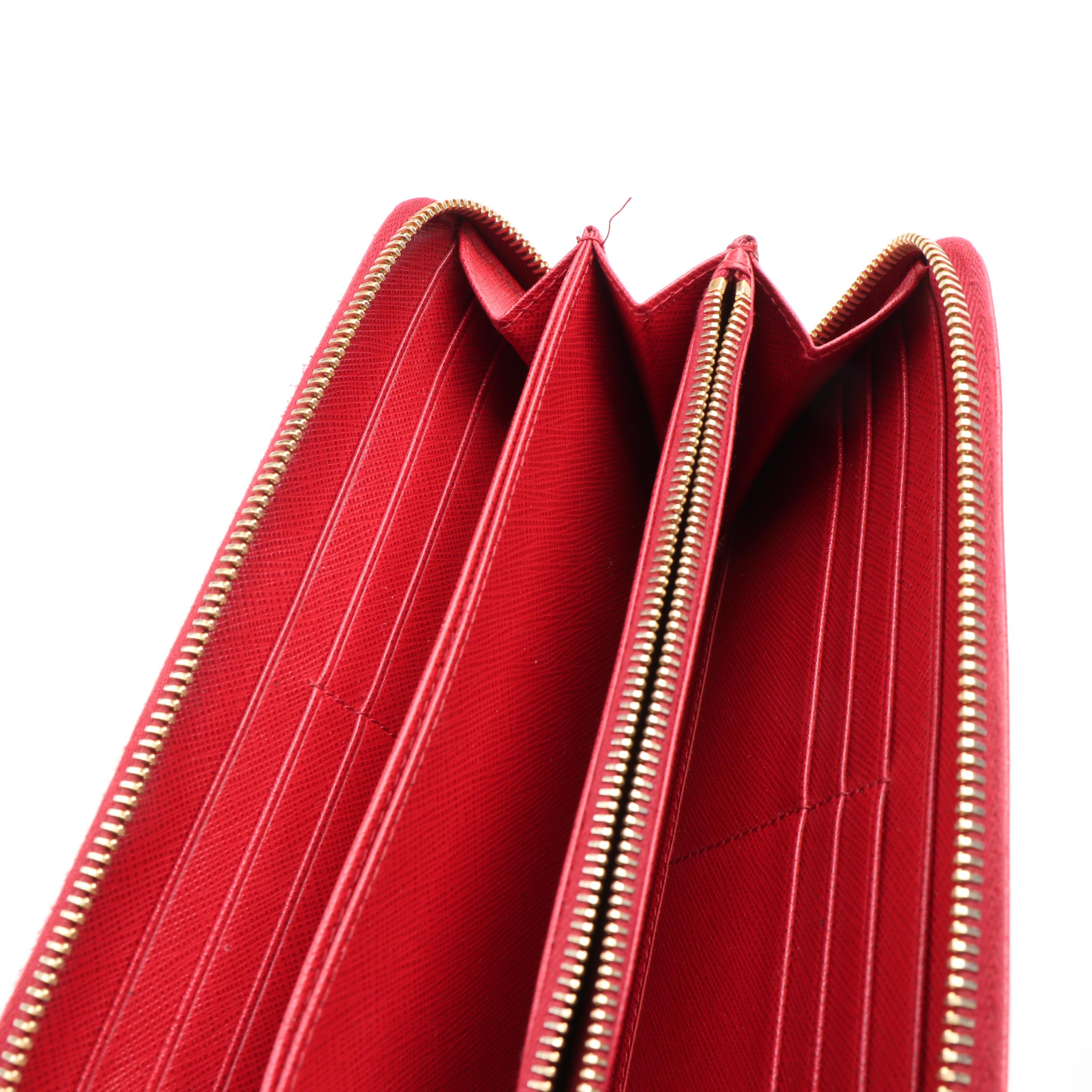 Prada Saffiano Leather Zip Around Wallet