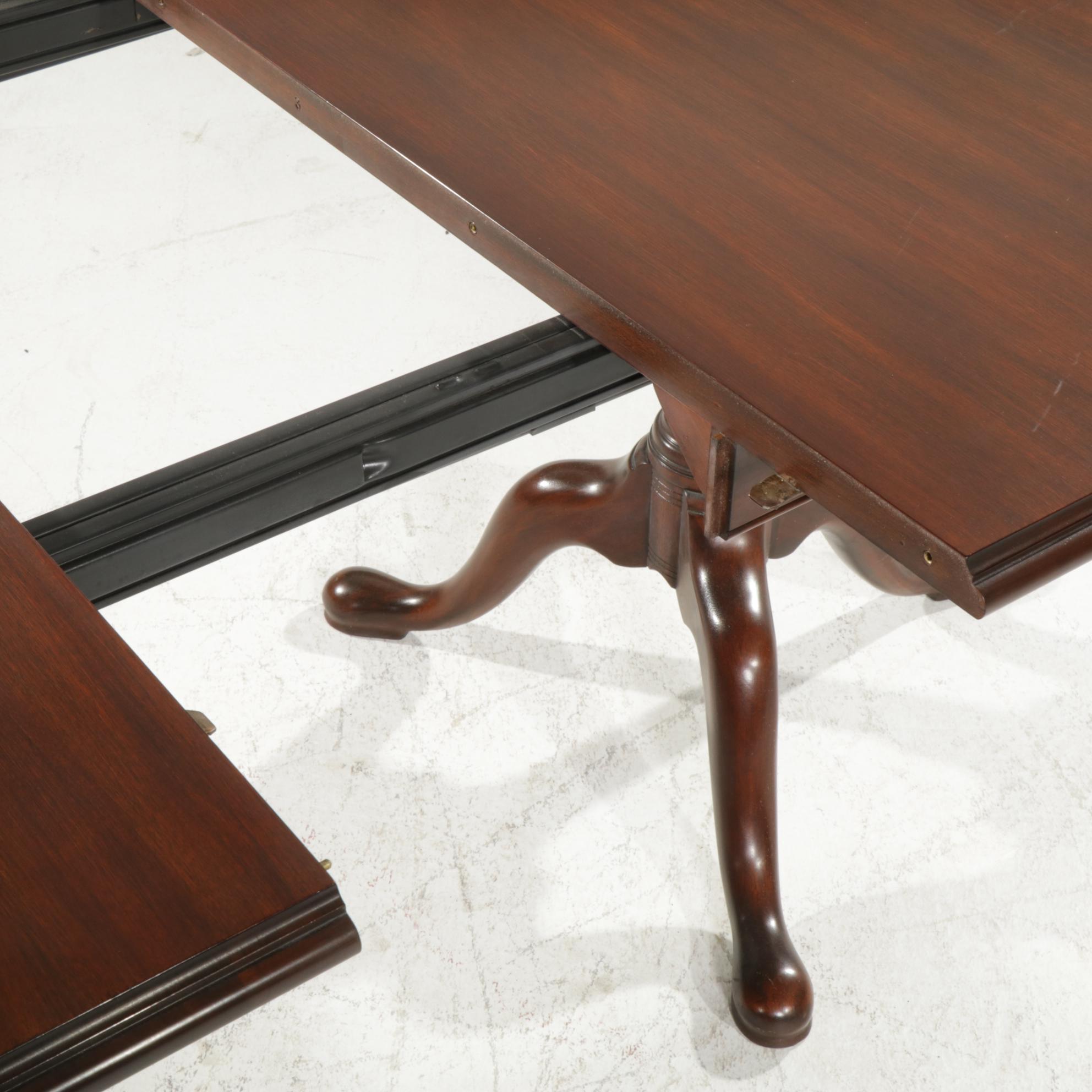 Henckel-Harris Queen Anne Style Mahogany Dining Table with Eight Chairs